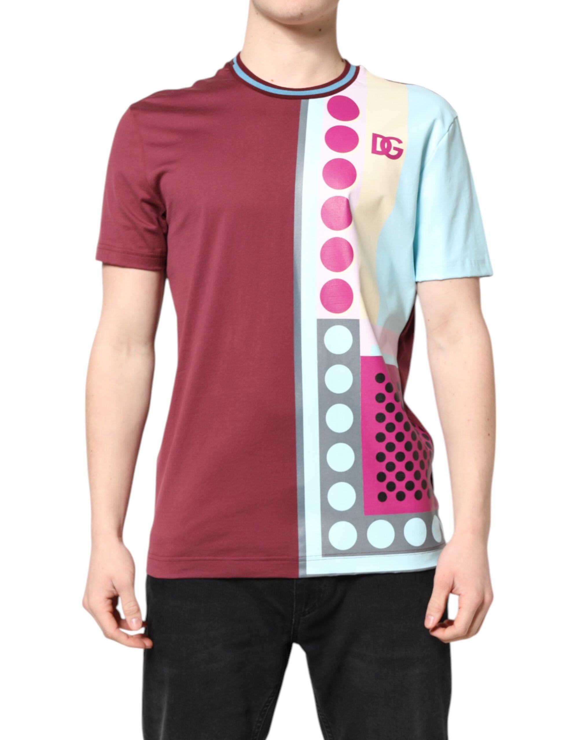 Tricou Dolce & Gabbana cu mânecă scurtă și logo imprimat multicolor