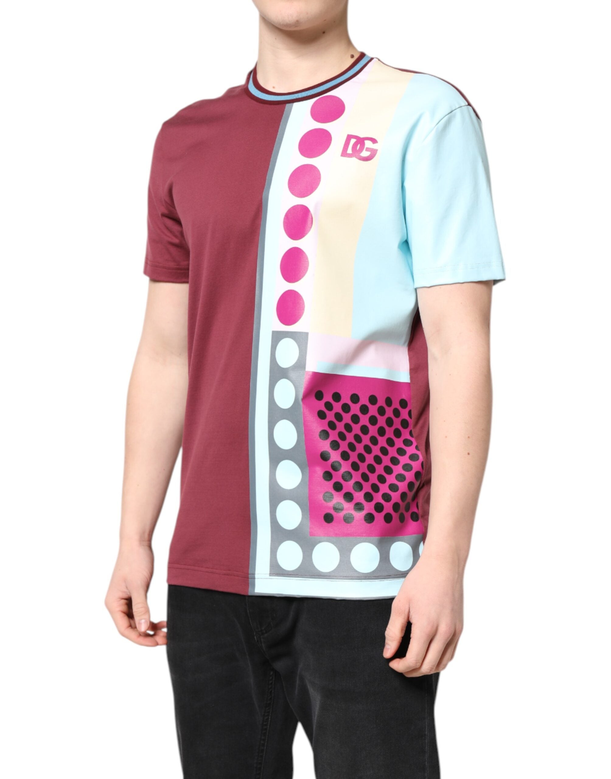 Tricou Dolce & Gabbana cu mânecă scurtă și logo imprimat multicolor