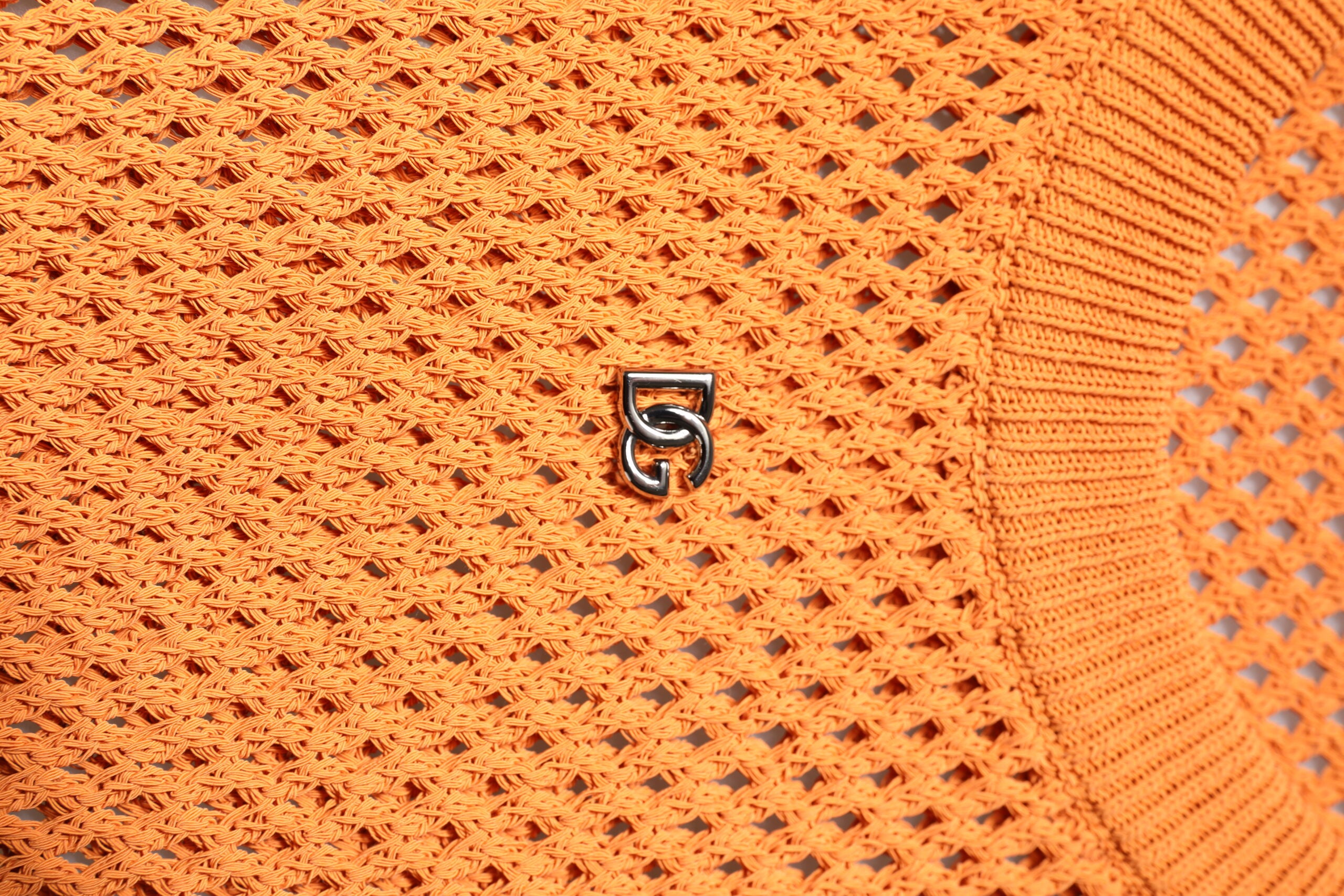 Dolce & Gabbana – Orangefarbenes, ärmelloses T-Shirt aus Kaschmir mit Rundhalsausschnitt