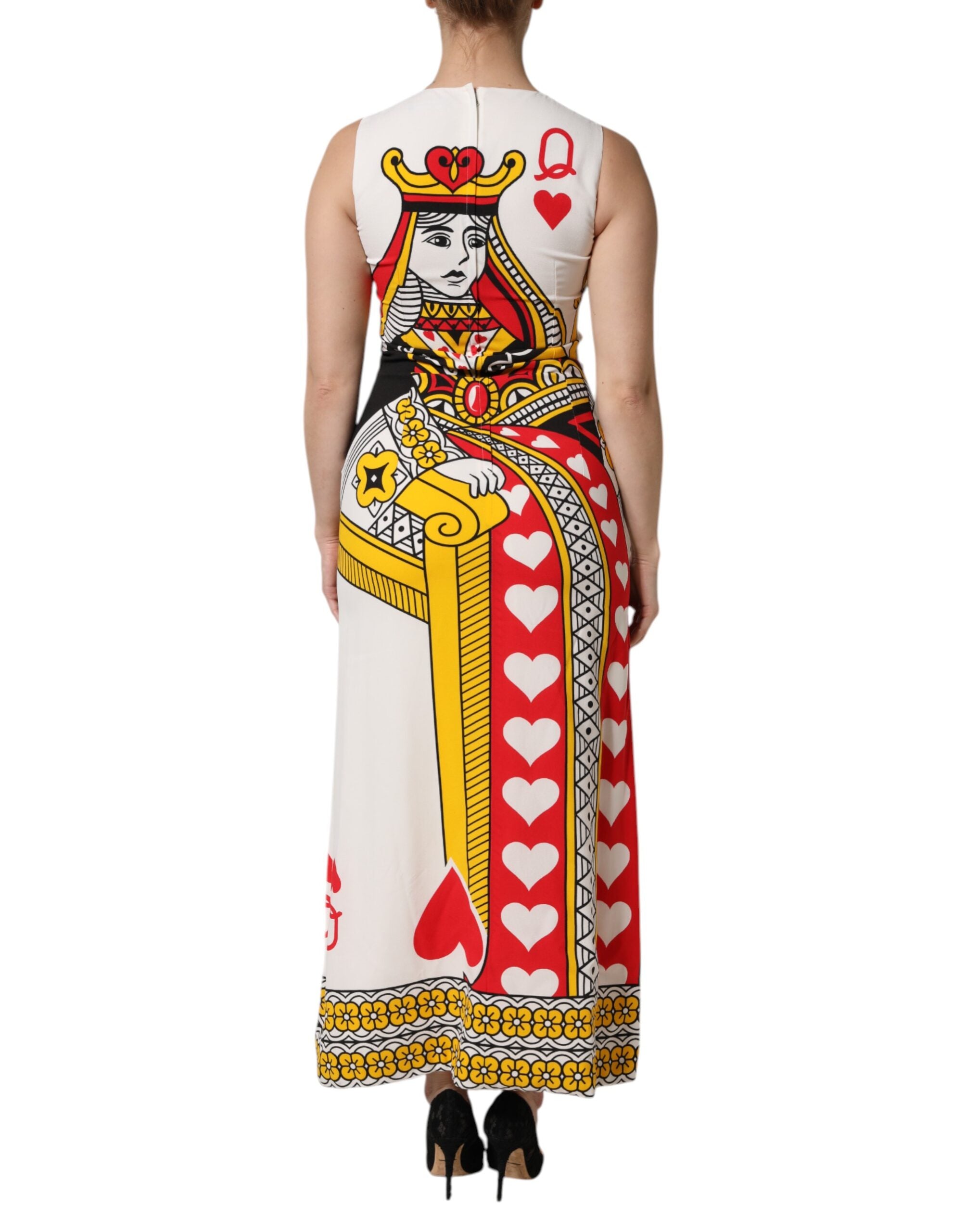 Dolce & Gabbana Weißes ärmelloses Maxikleid „Queen of Hearts“