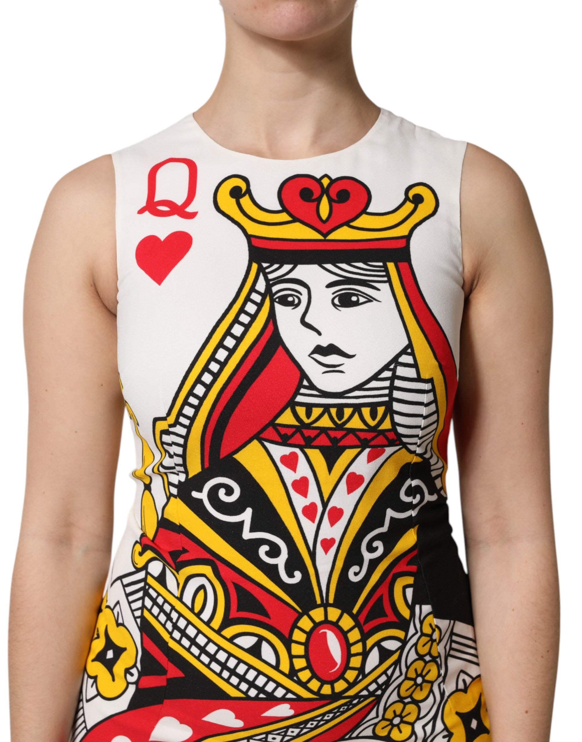 Rochie maxi fără mâneci Dolce & Gabbana albă Queen Of Hearts