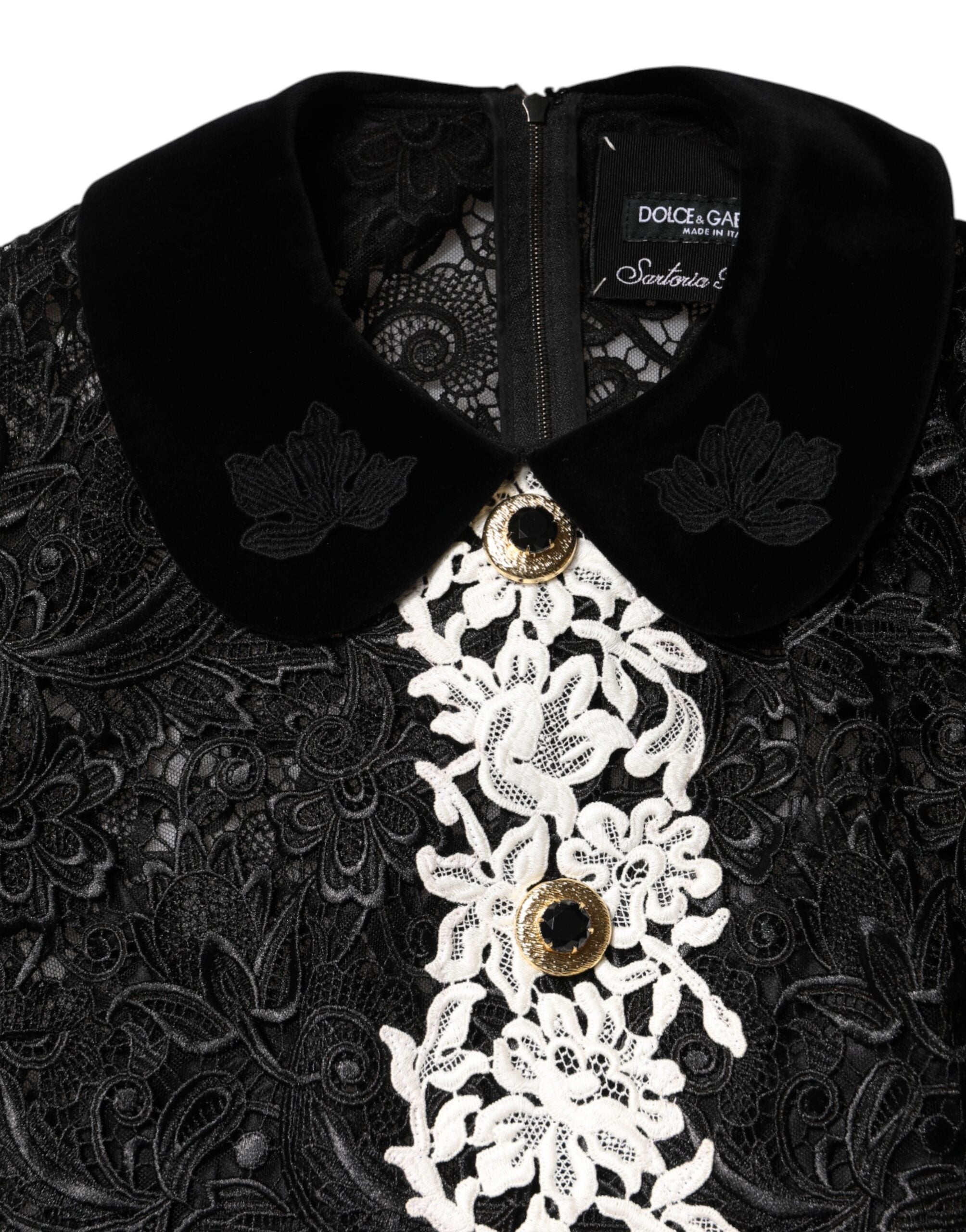 Rochie mini Dolce & Gabbana neagră cu dantelă florală