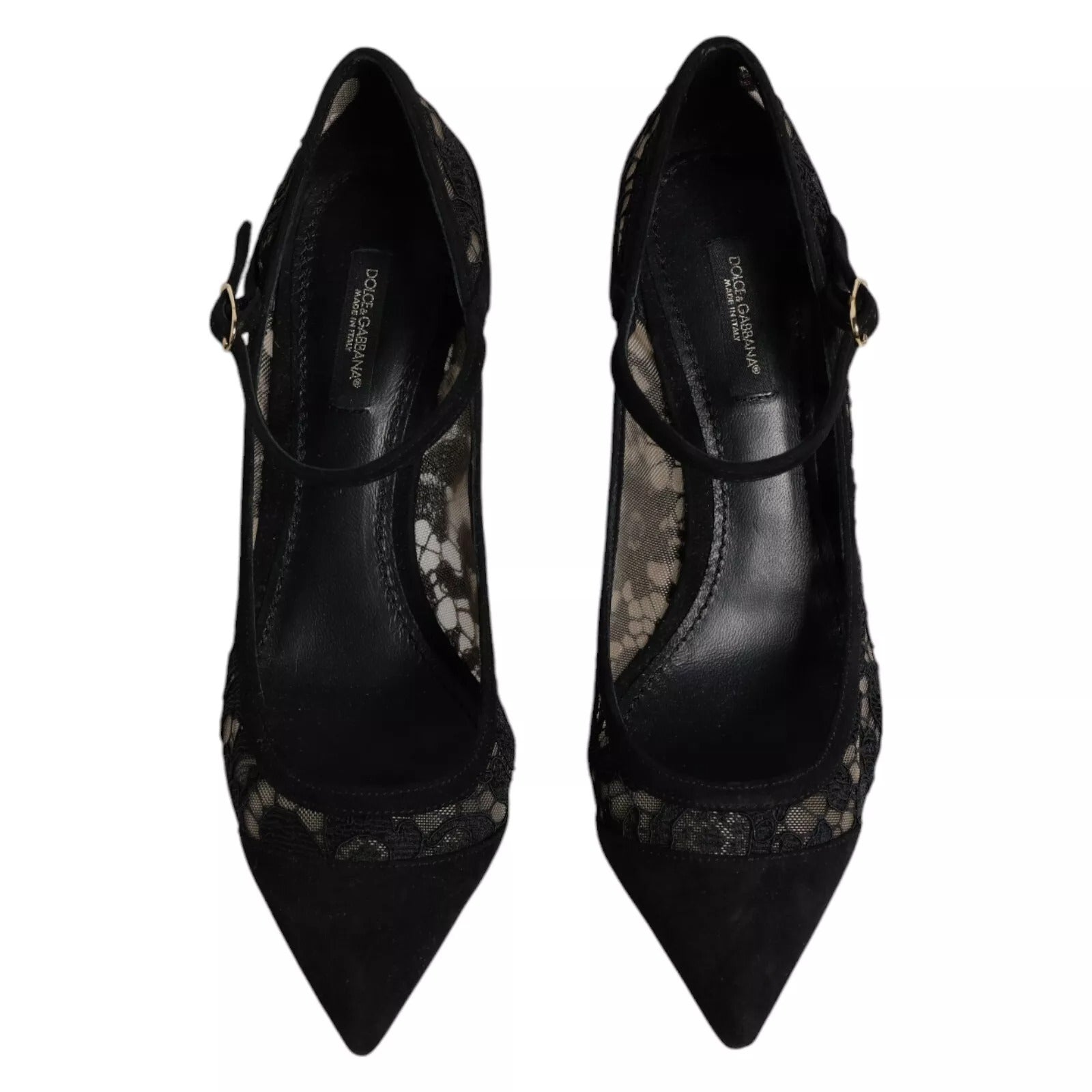 Dolce & Gabbana – Schwarze Mary-Jane-Pumps mit Spitze von Taormina