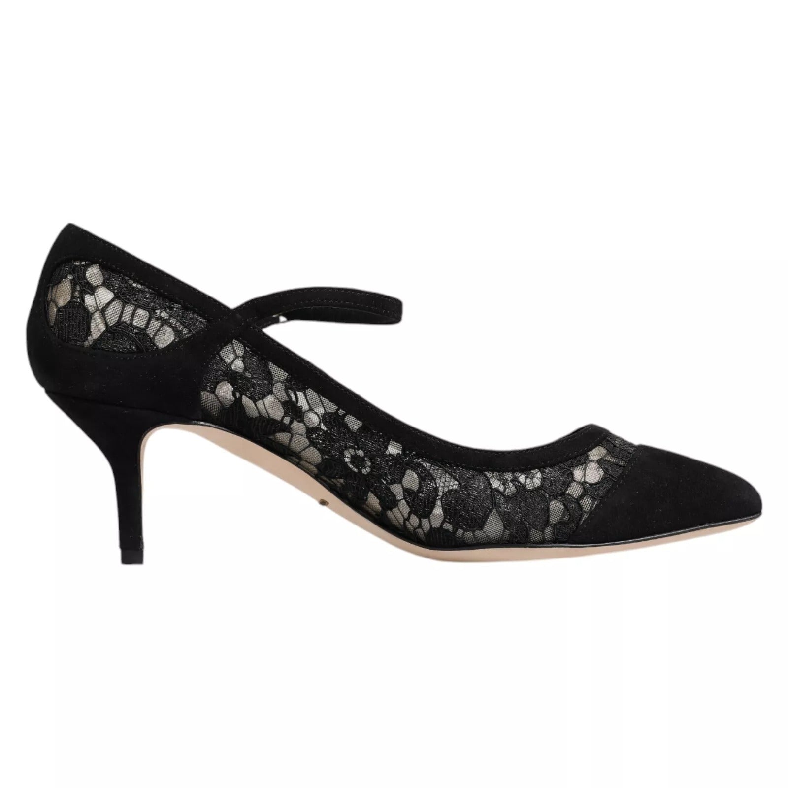 Dolce & Gabbana – Schwarze Mary-Jane-Pumps mit Spitze von Taormina