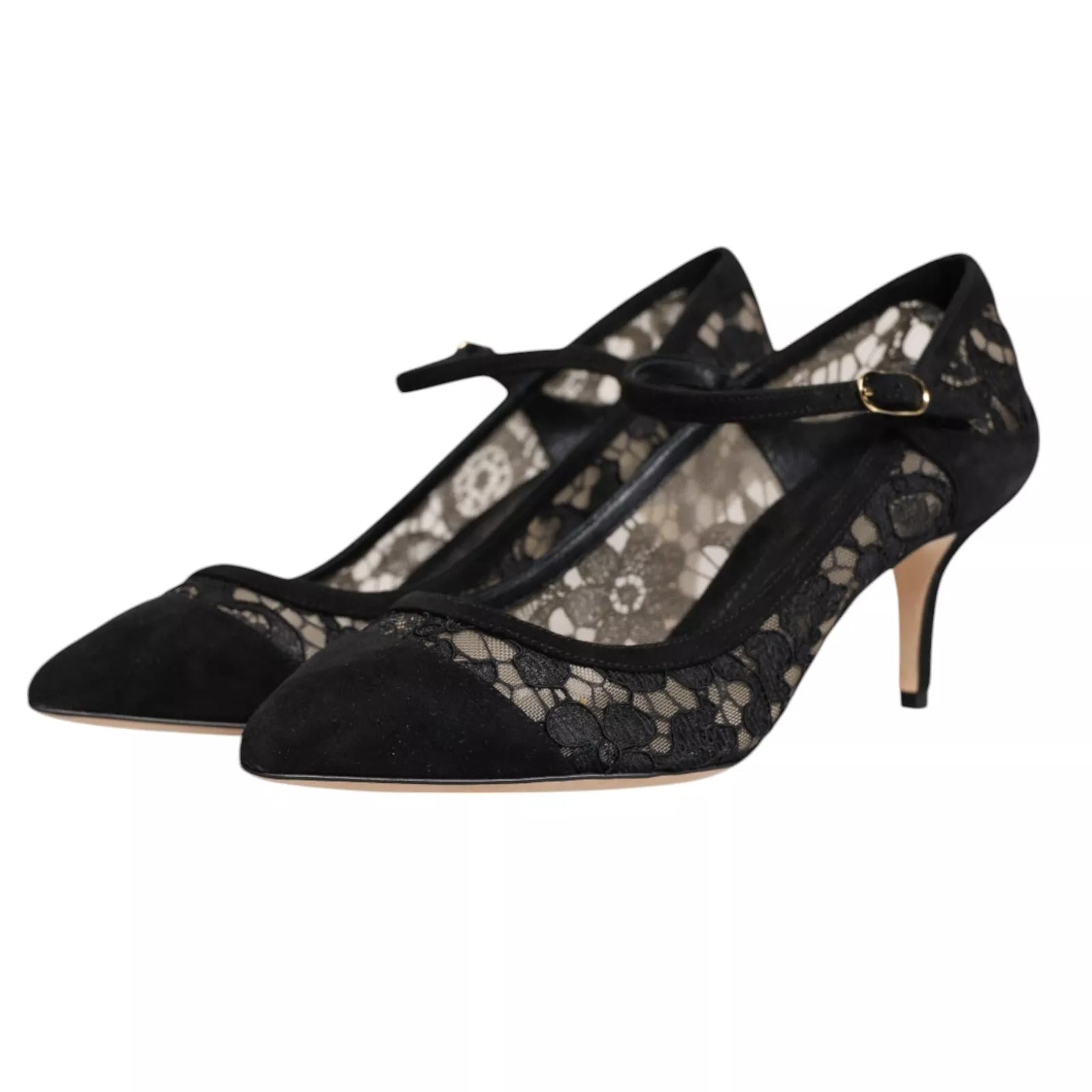 Dolce & Gabbana – Schwarze Mary-Jane-Pumps mit Spitze von Taormina