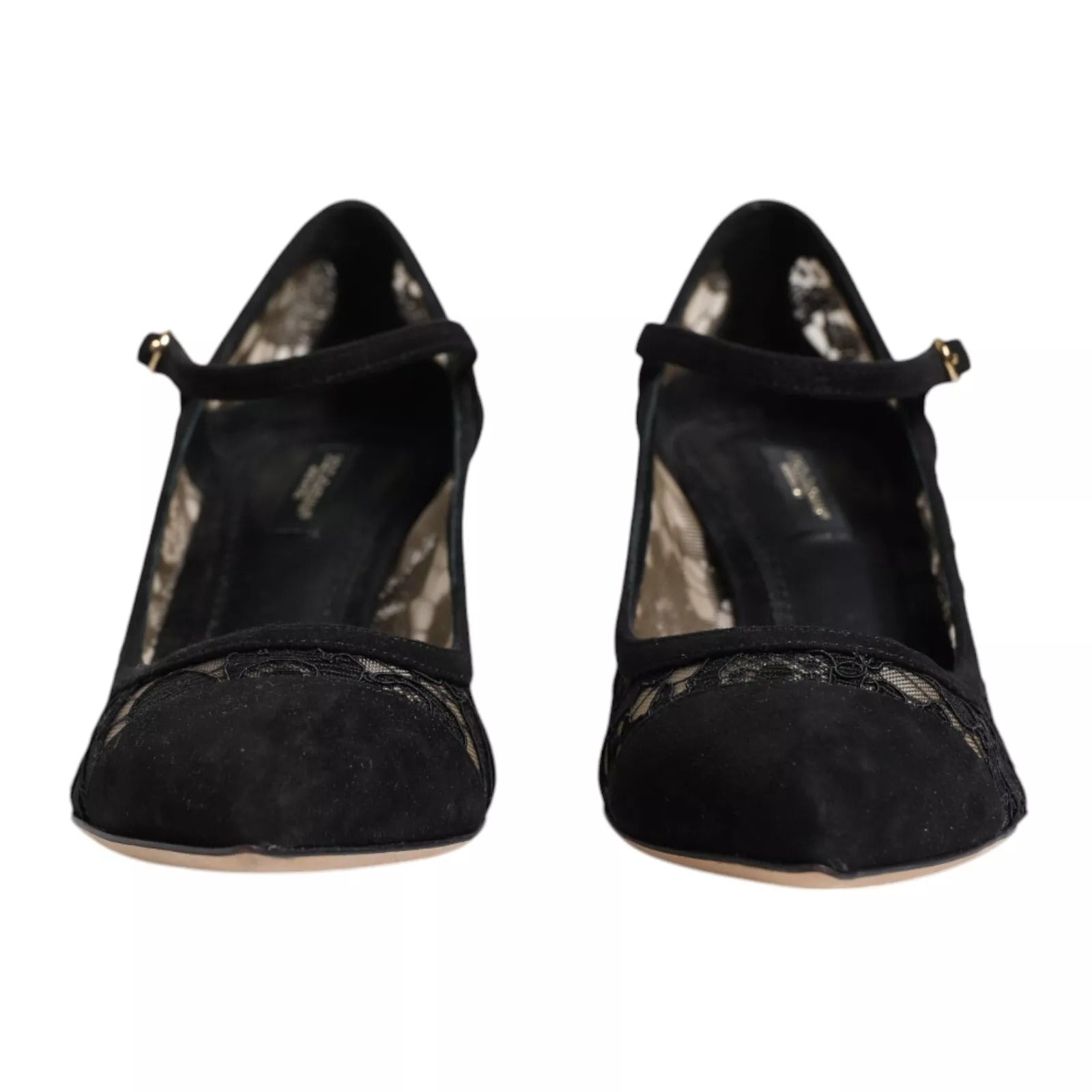 Dolce & Gabbana – Schwarze Mary-Jane-Pumps mit Spitze von Taormina
