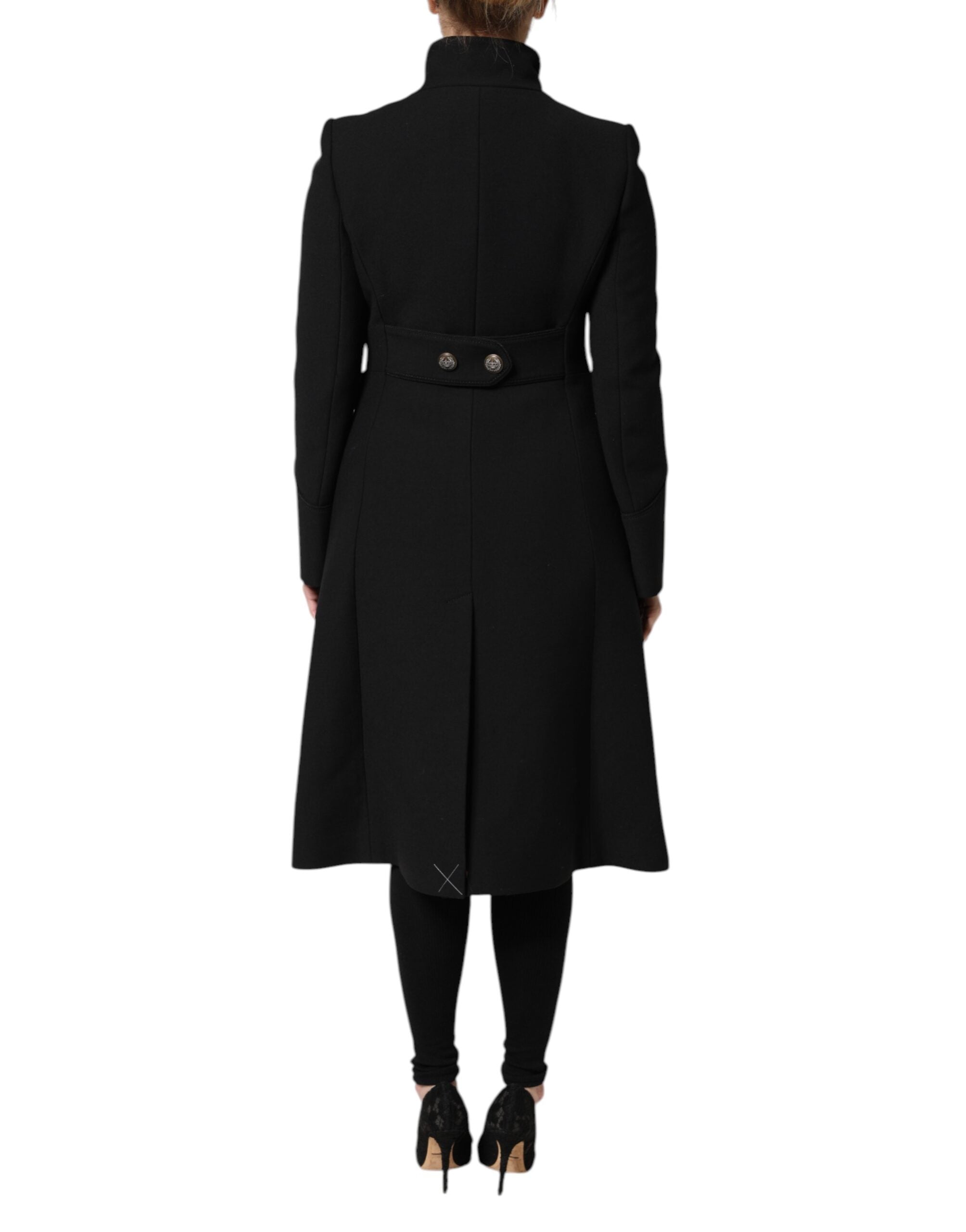 Dolce & Gabbana – Einreihige Trenchcoat-Jacke aus schwarzer Wolle