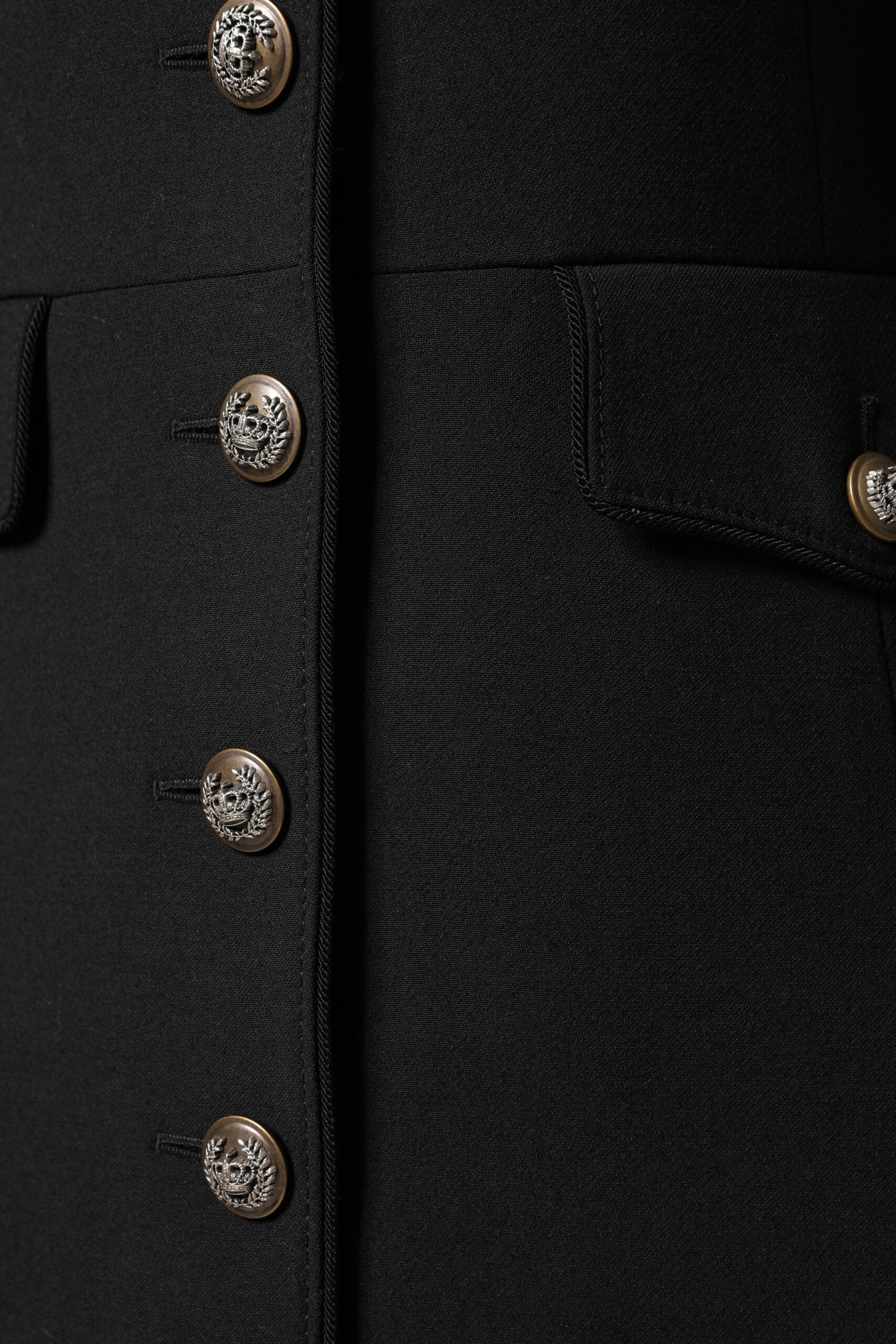 Dolce & Gabbana – Einreihige Trenchcoat-Jacke aus schwarzer Wolle