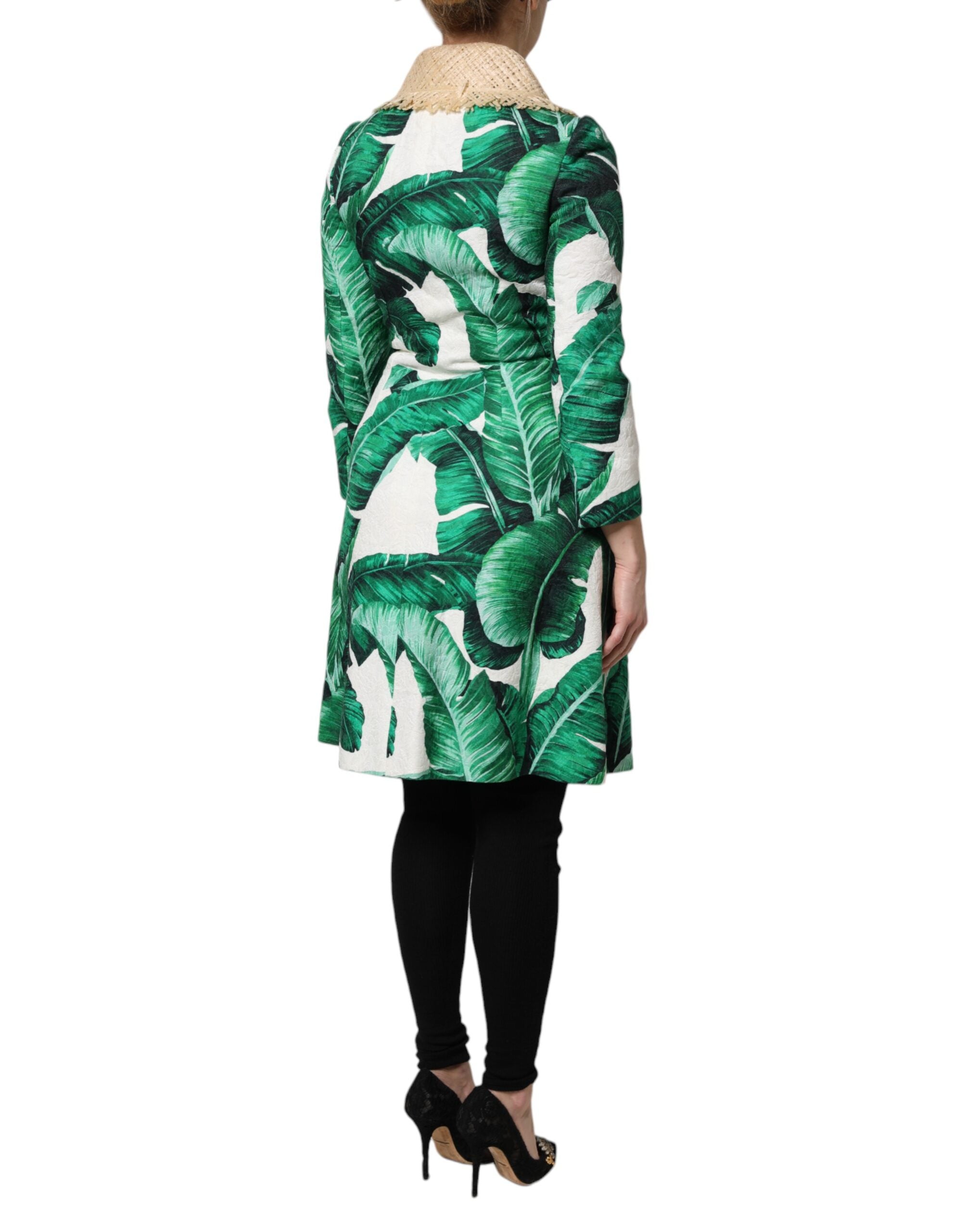 Trench Dolce & Gabbana cu imprimeu multicolor și frunze