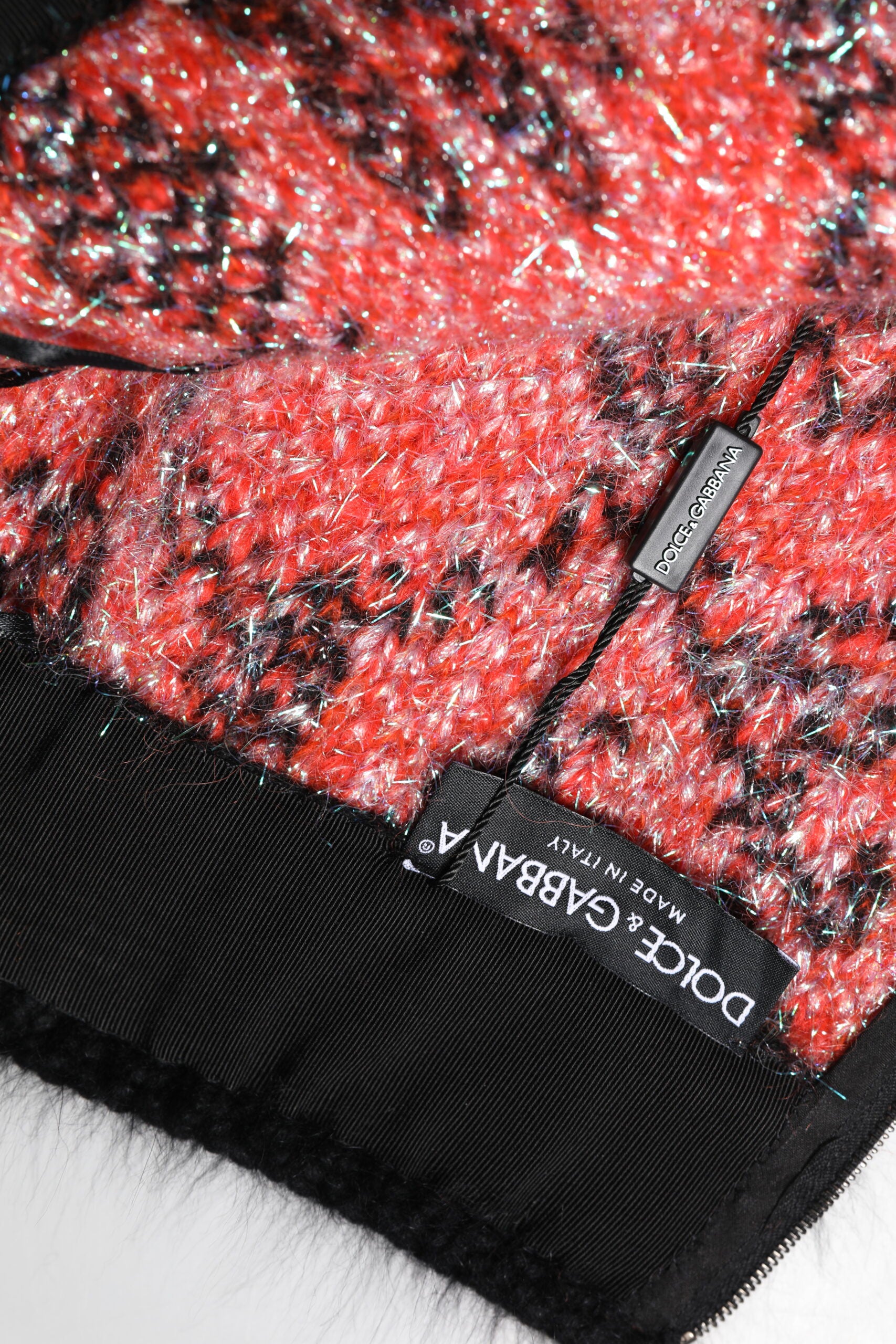 Dolce & Gabbana Mehrfarbiger Minirock mit hoher Taille aus Plüsch