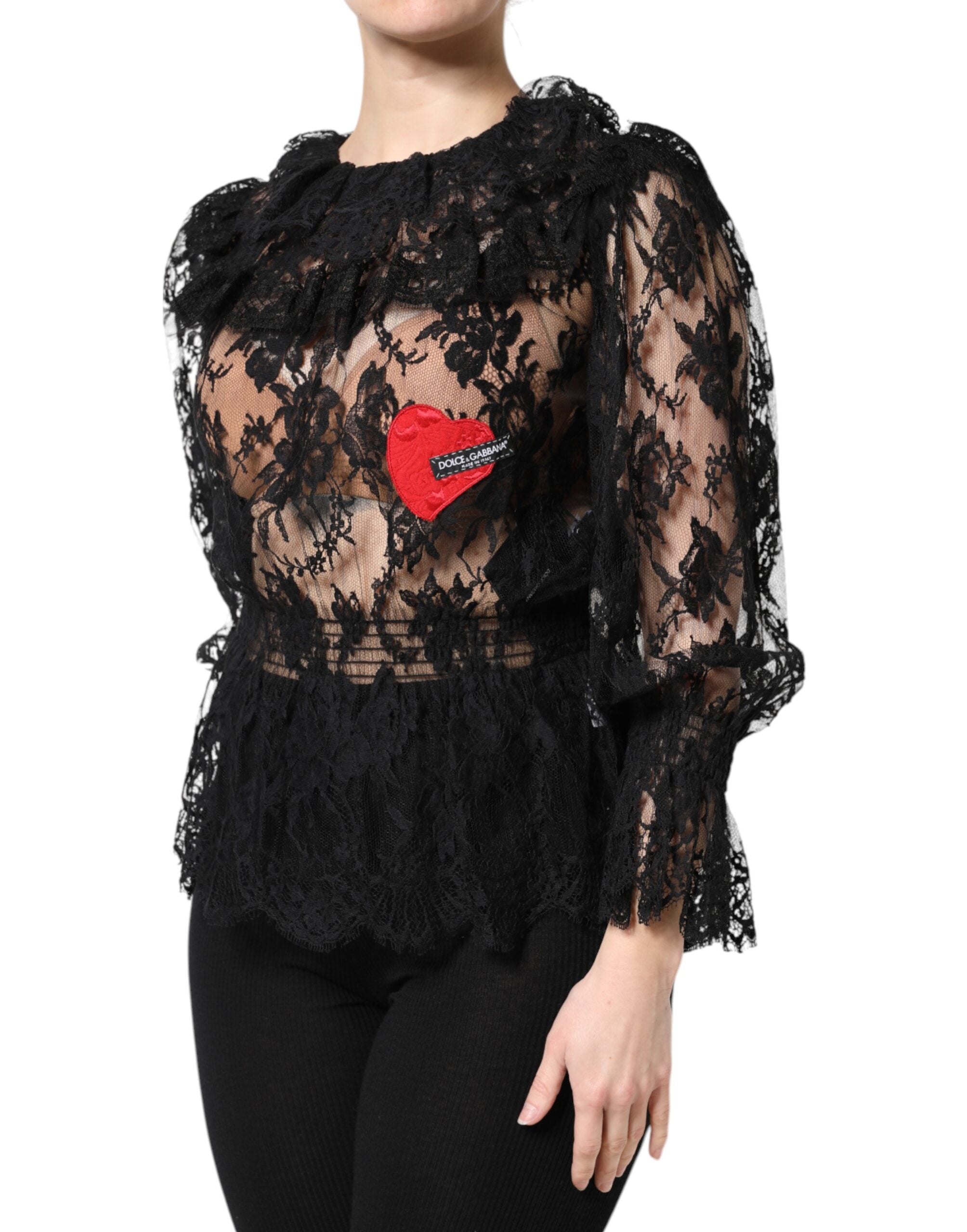 Bluză Dolce & Gabbana neagră cu imprimeu floral din bumbac pentru femei