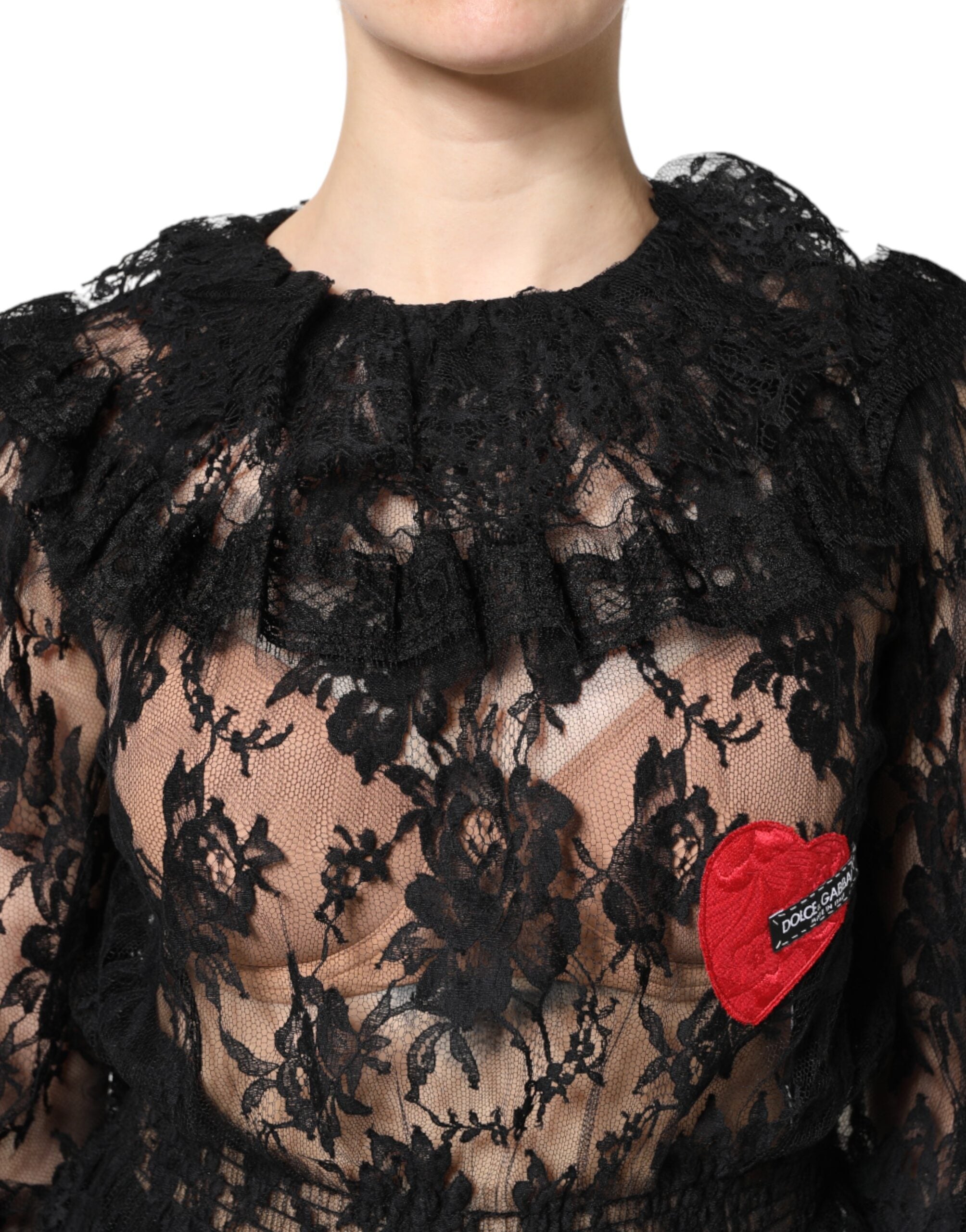 Bluză Dolce & Gabbana neagră cu imprimeu floral din bumbac pentru femei