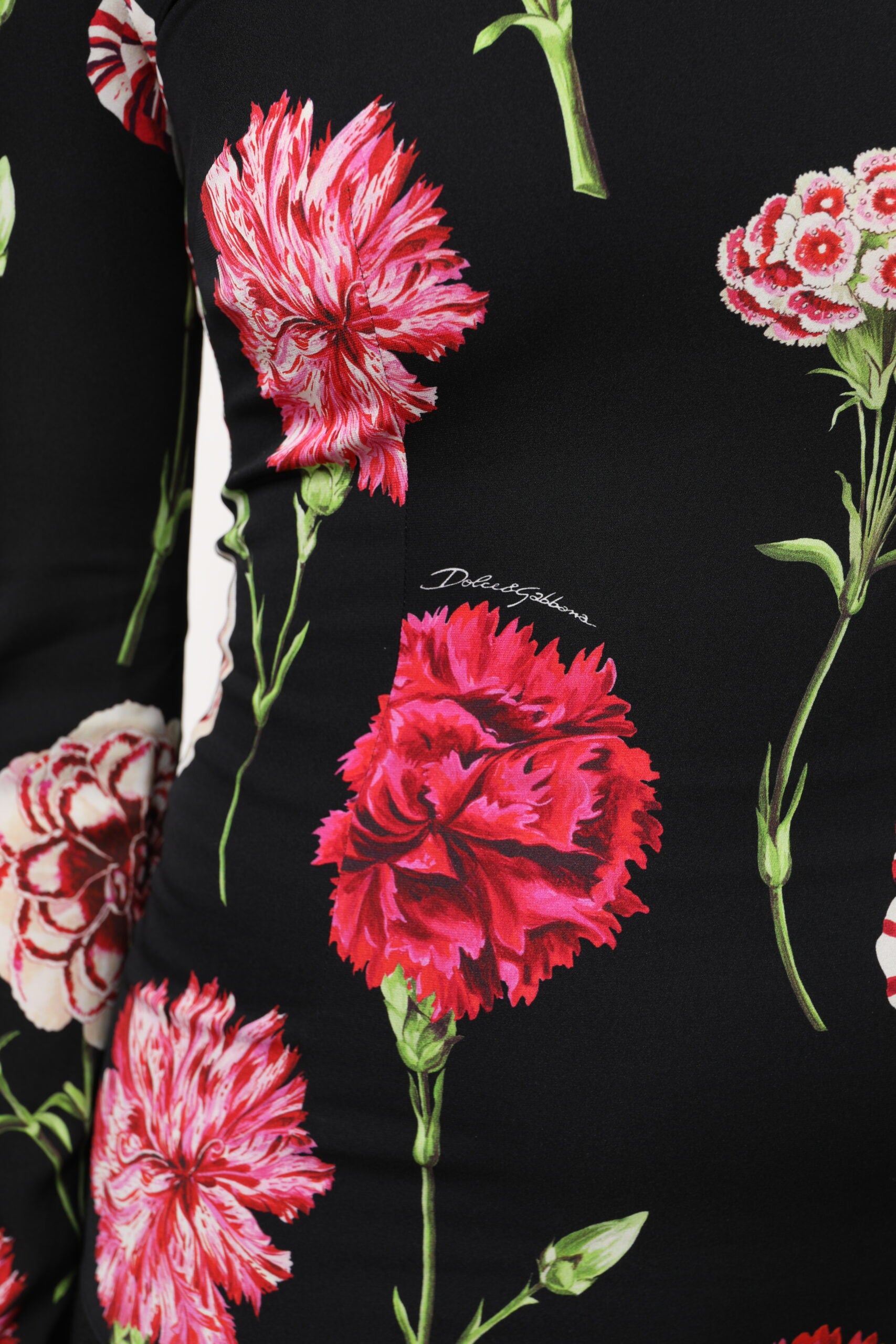 Bluză Dolce & Gabbana neagră cu mânecă lungă și imprimeu floral pentru femei