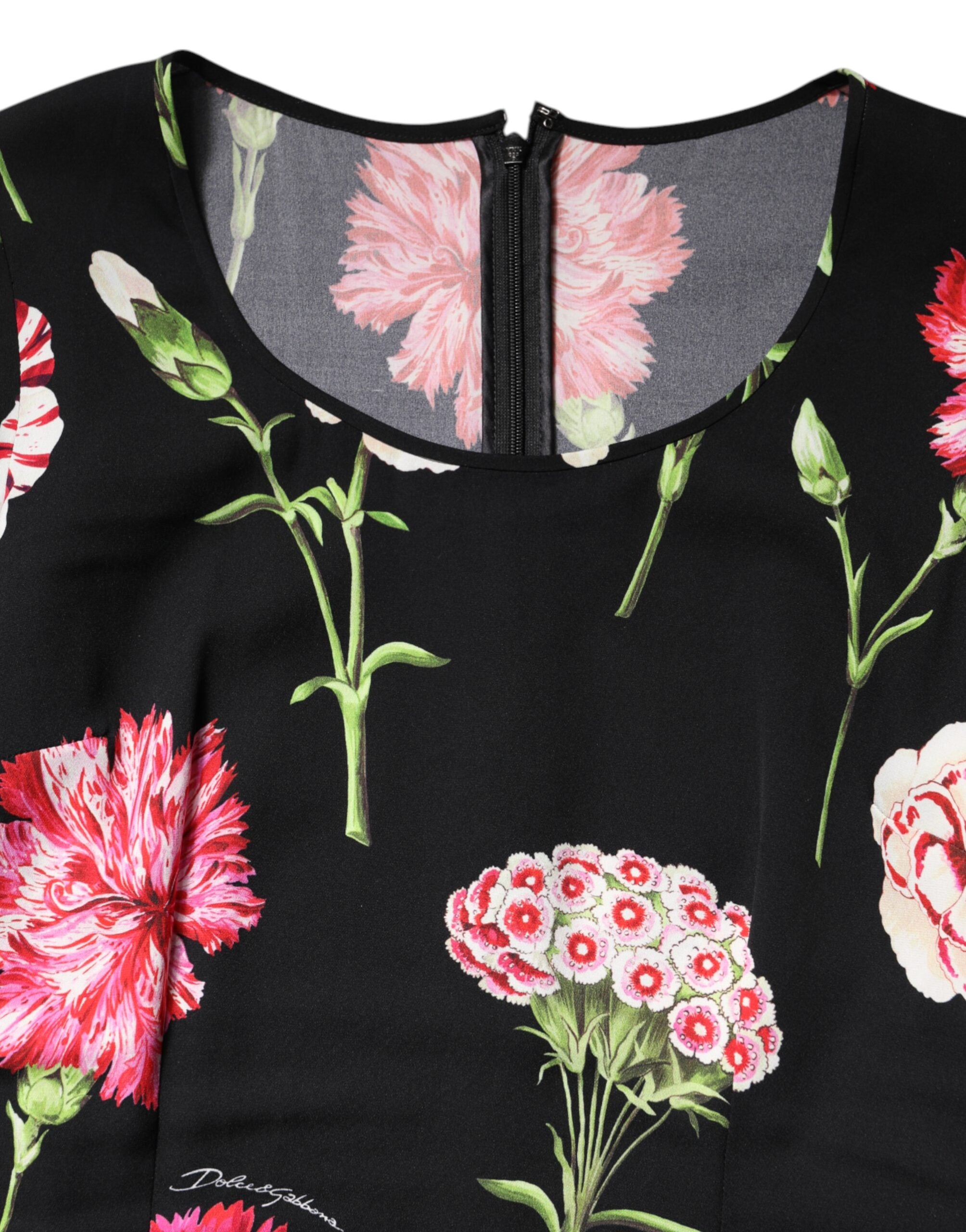 Bluză Dolce & Gabbana neagră cu mânecă lungă și imprimeu floral pentru femei