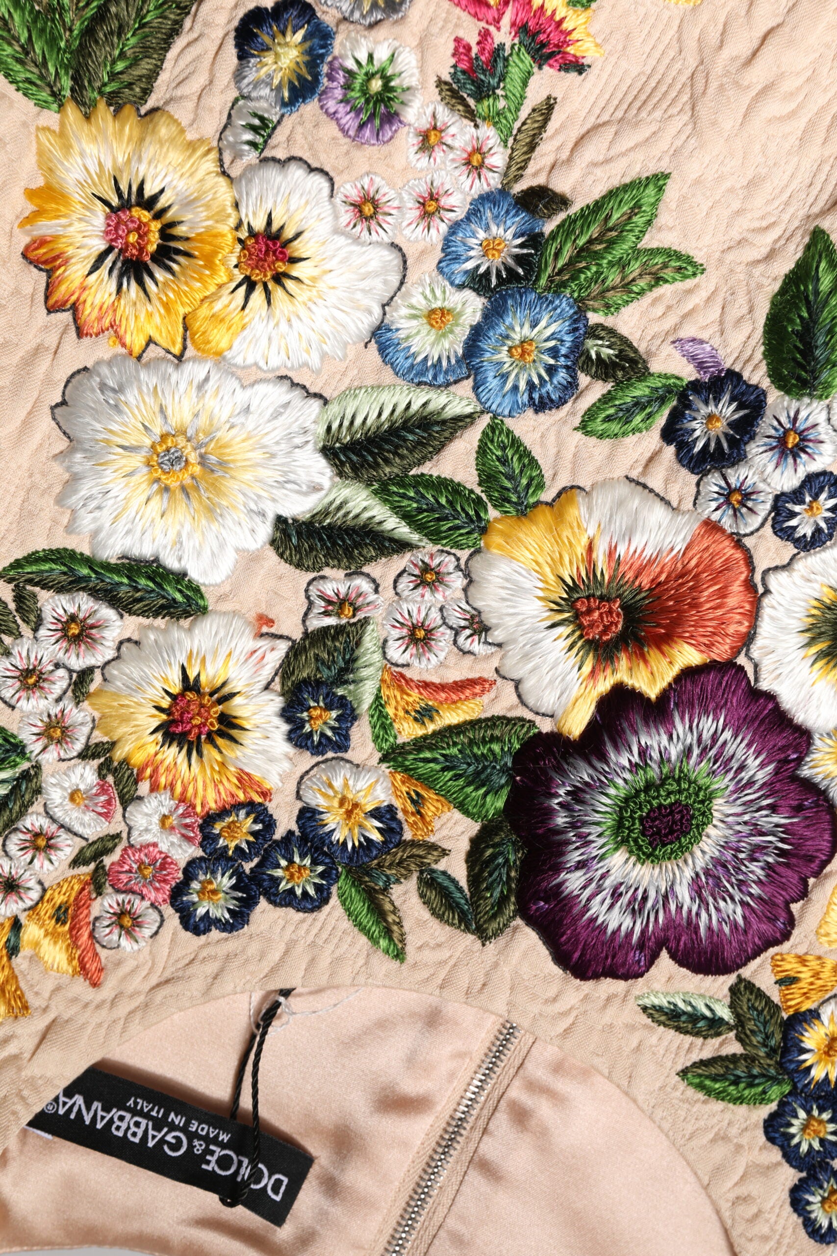 Maiou fără mâneci cu broderie florală bej Dolce & Gabbana