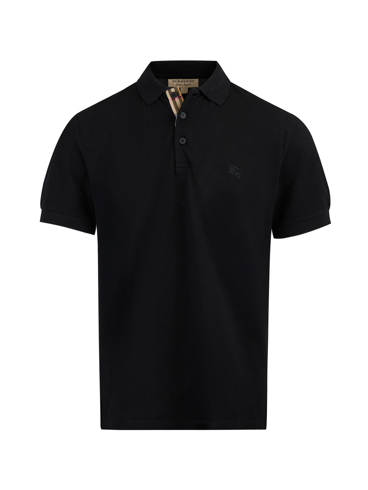 Burberry – Schwarzes Poloshirt aus Baumwolle mit Kragen