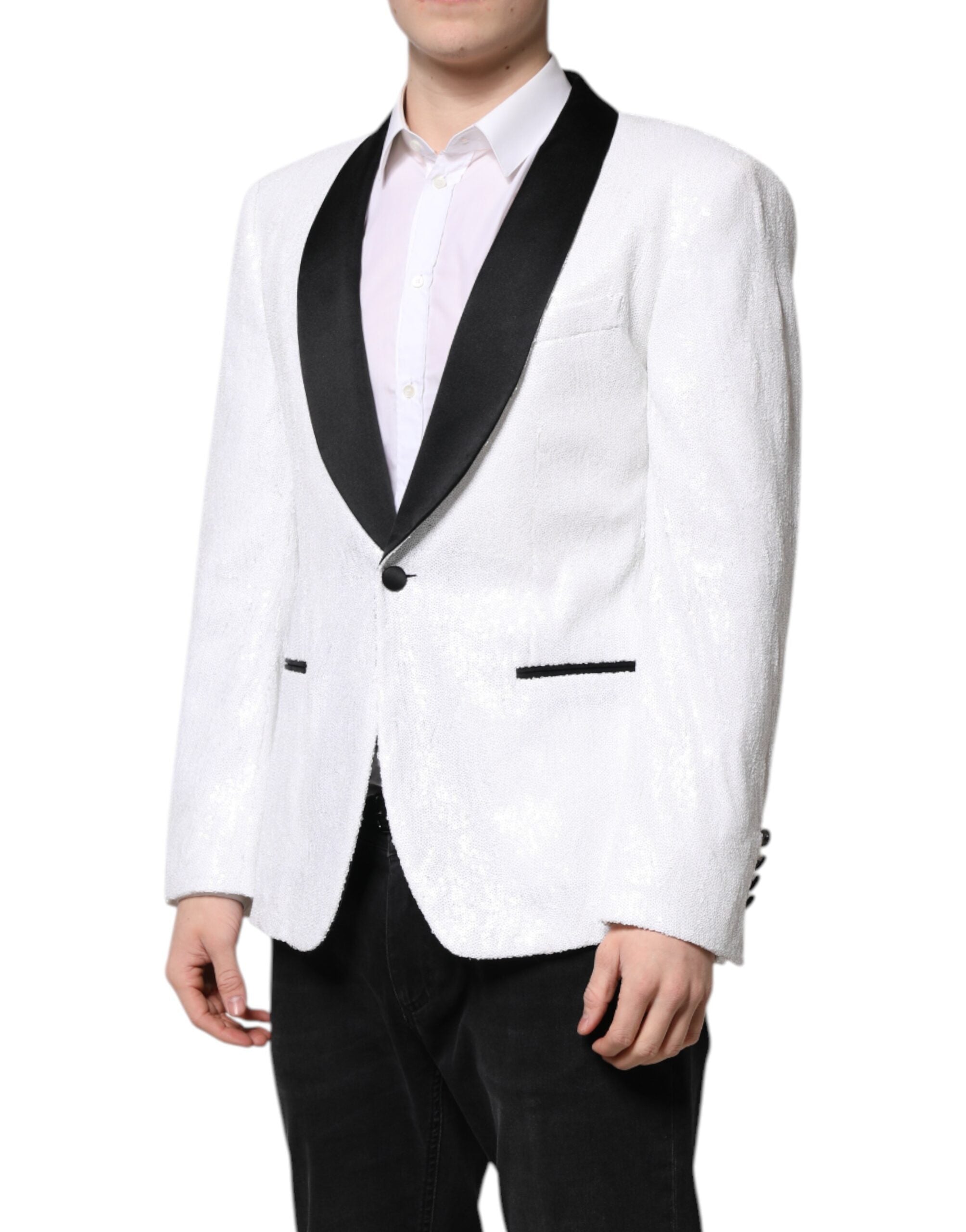 Dolce & Gabbana – Einreihiger Blazer aus weißem Nylon