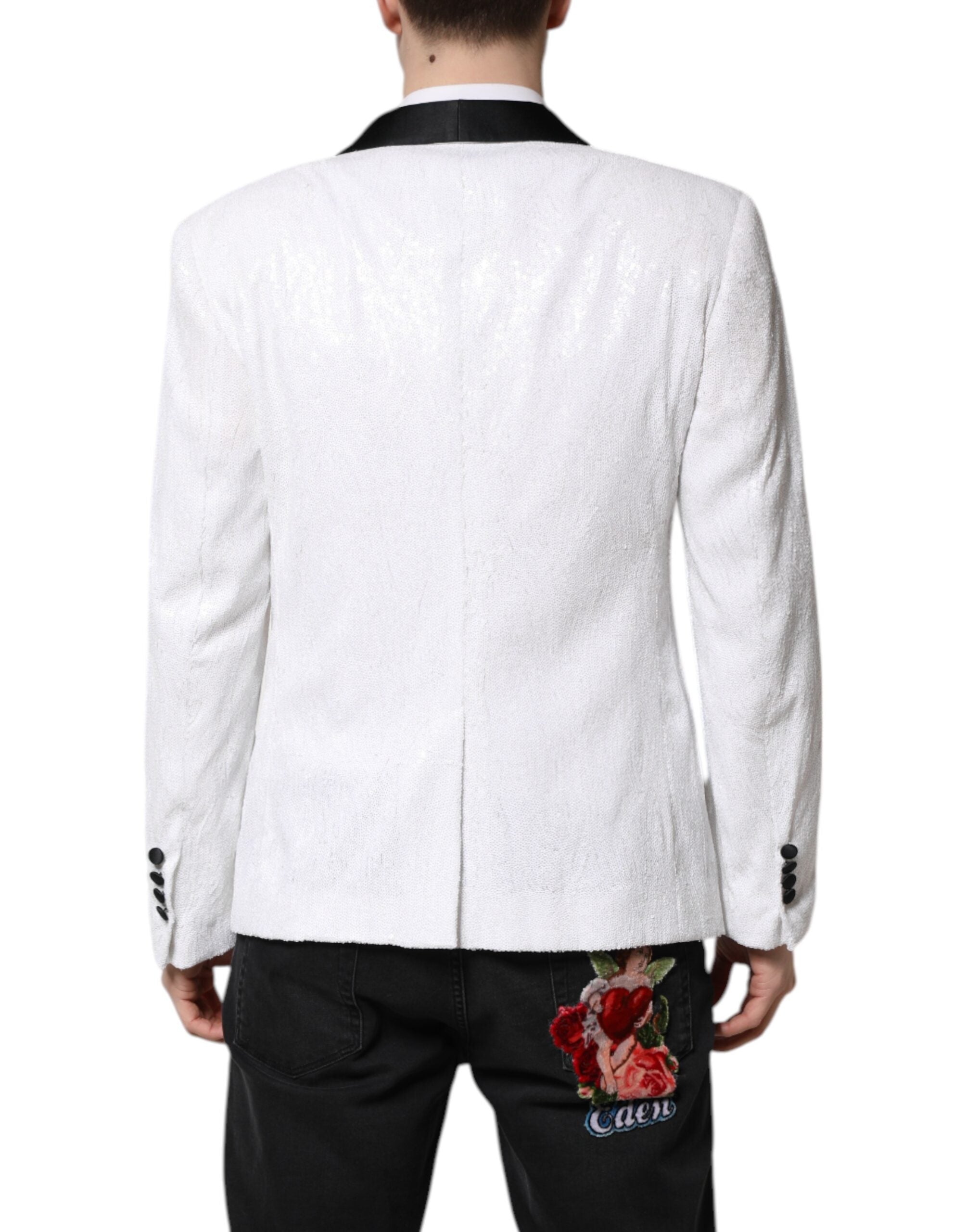 Dolce & Gabbana – Einreihiger Blazer aus weißem Nylon