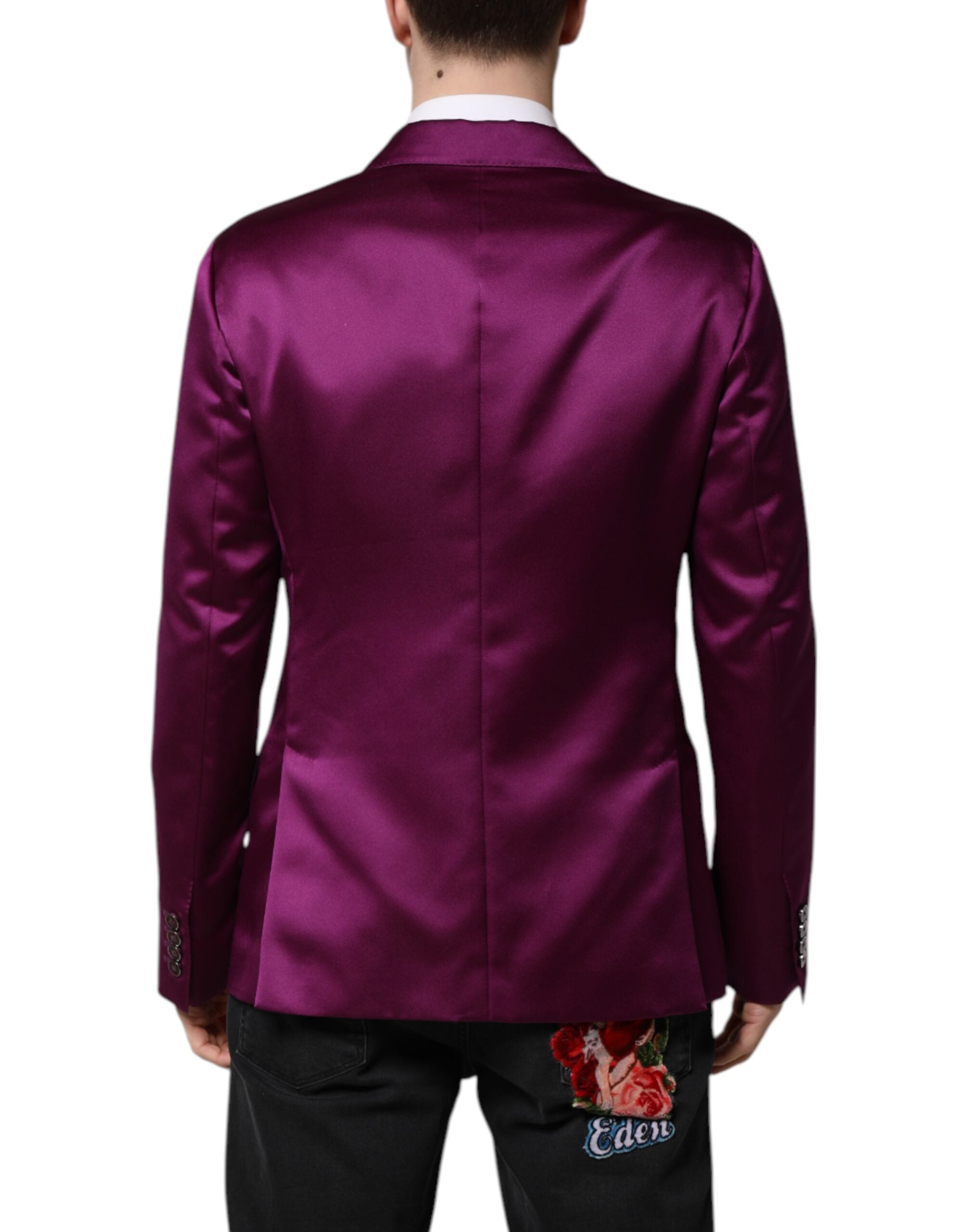 Dolce & Gabbana Lila Zweireihiger Herren Anzug Mantel Blazer