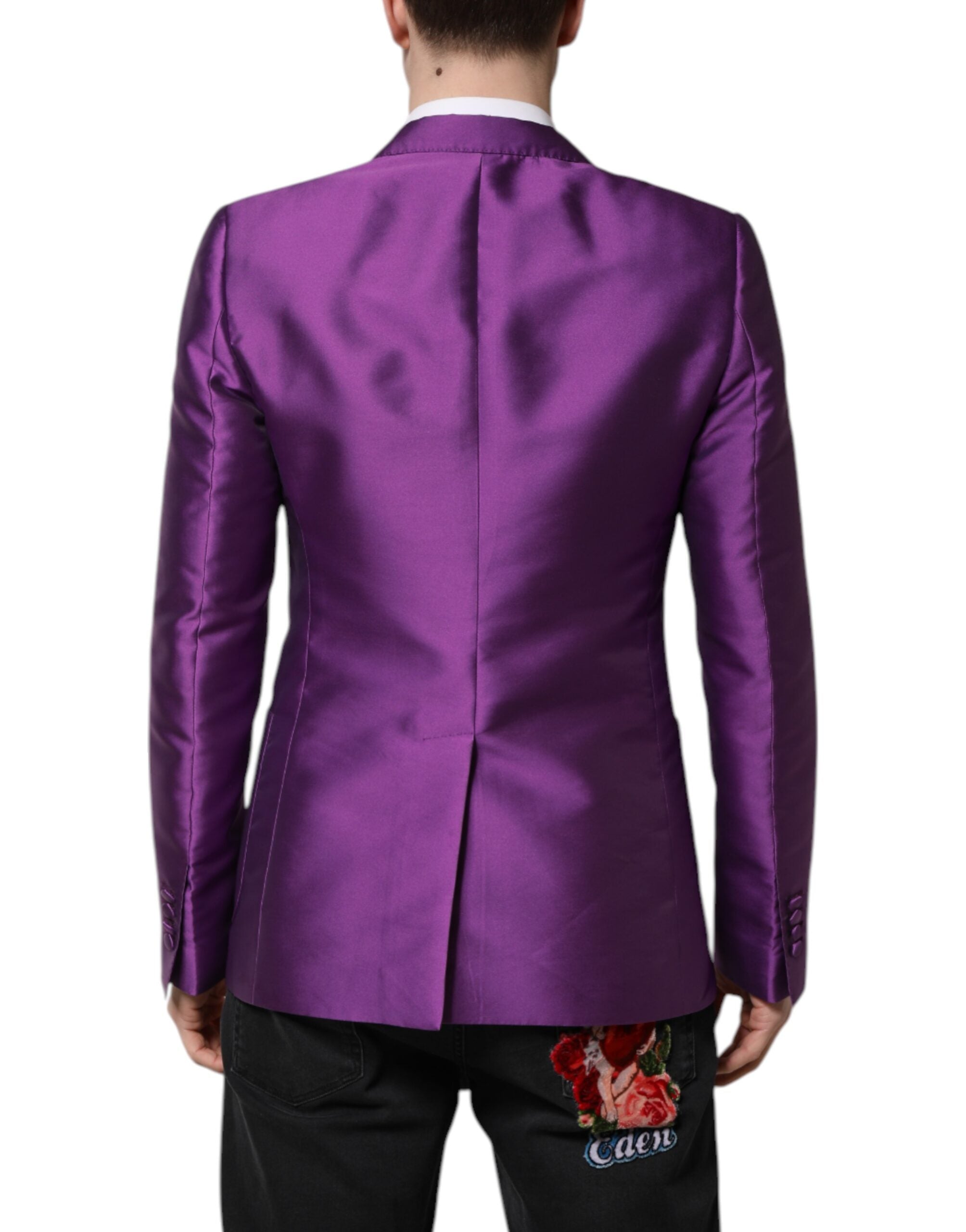 Dolce & Gabbana Lila Zweireihiger Herren Anzug Mantel Blazer