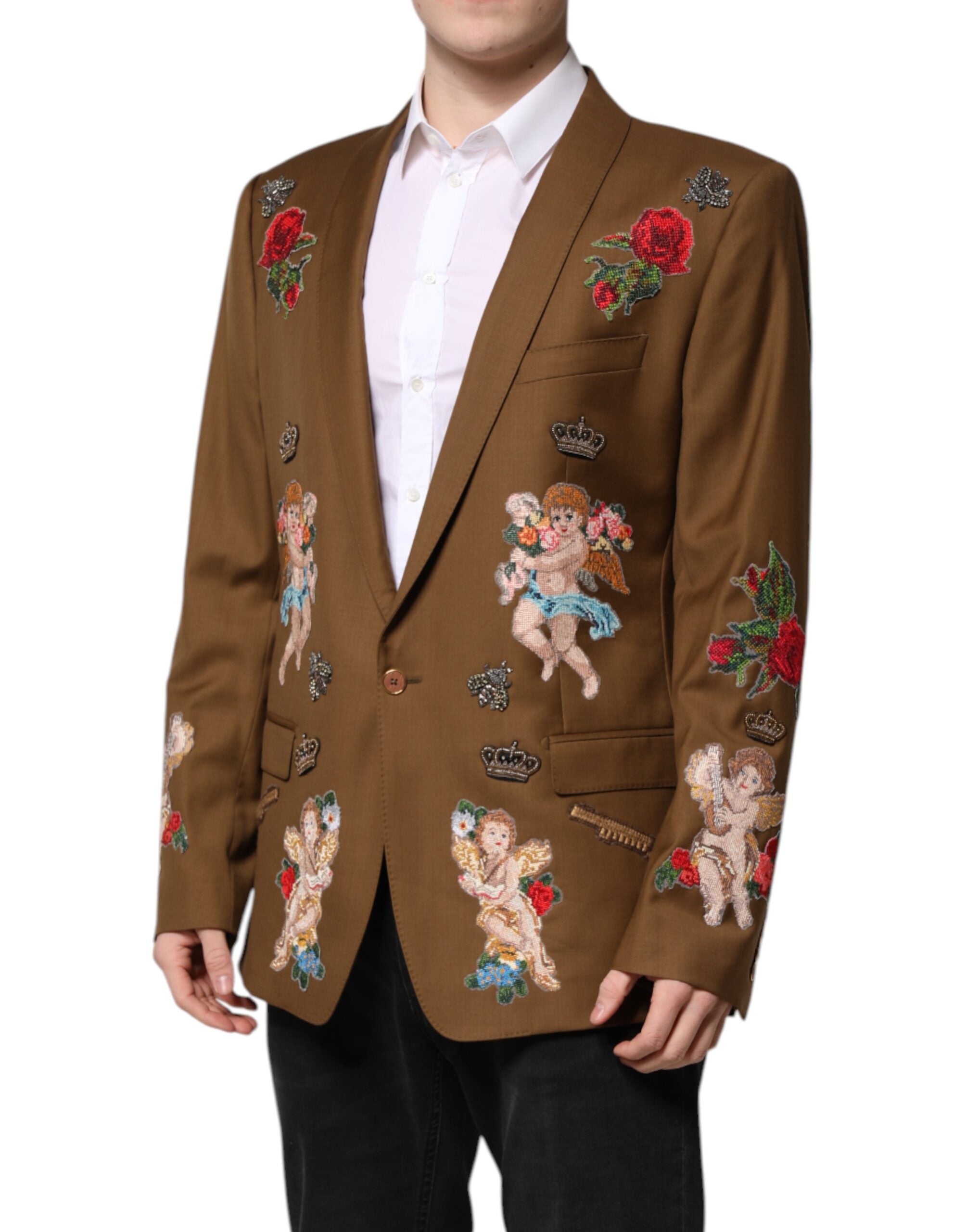 Dolce & Gabbana Brauner MARTINI Einreihiger Mantelblazer