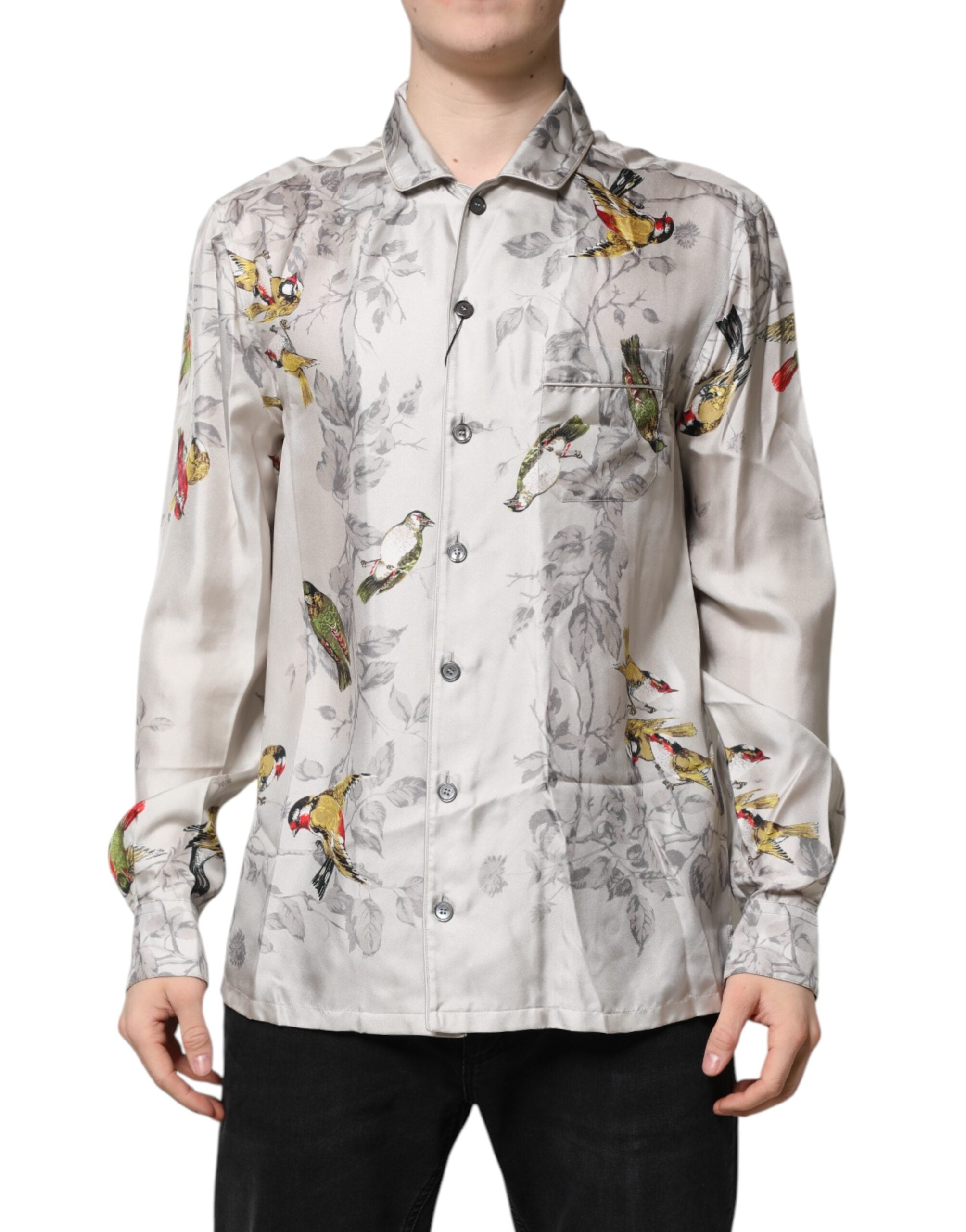 Dolce & Gabbana – Mehrfarbiges Button-Down-Hemd aus bedruckter Seide