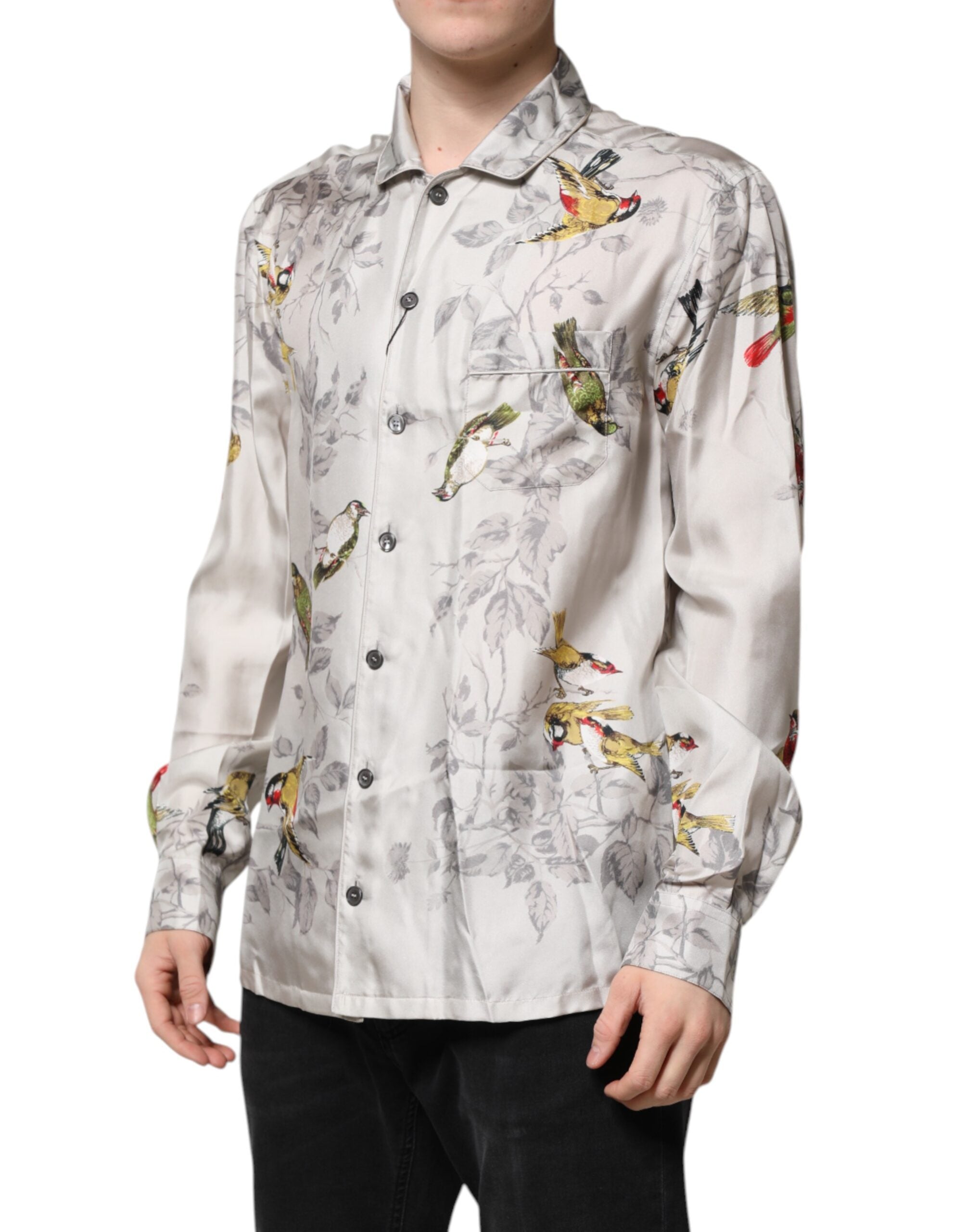 Cămașă Dolce & Gabbana cu imprimeu din mătase multicoloră și nasturi