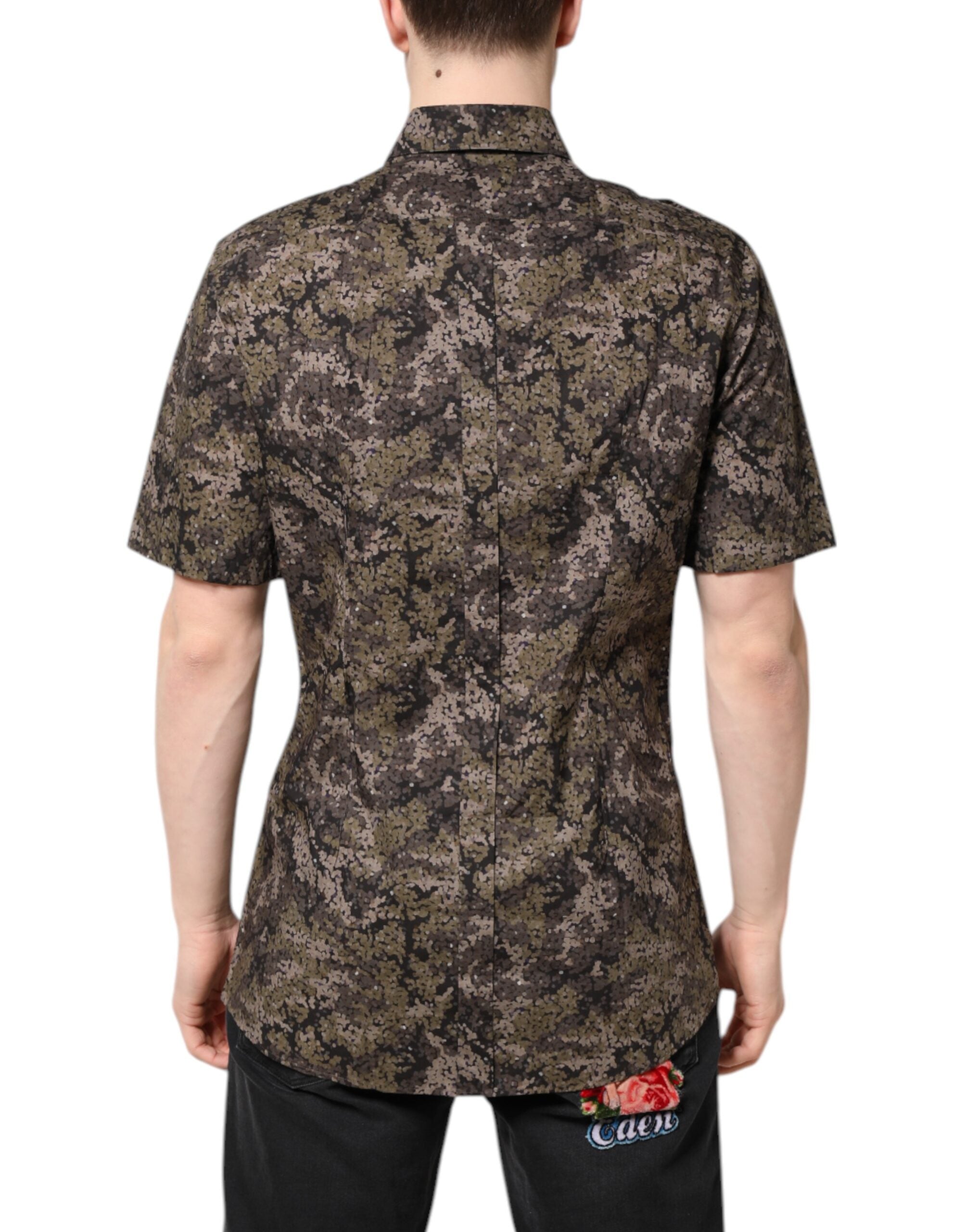 Cămașă Dolce & Gabbana Multicolor Camuflaj cu nasturi aurii