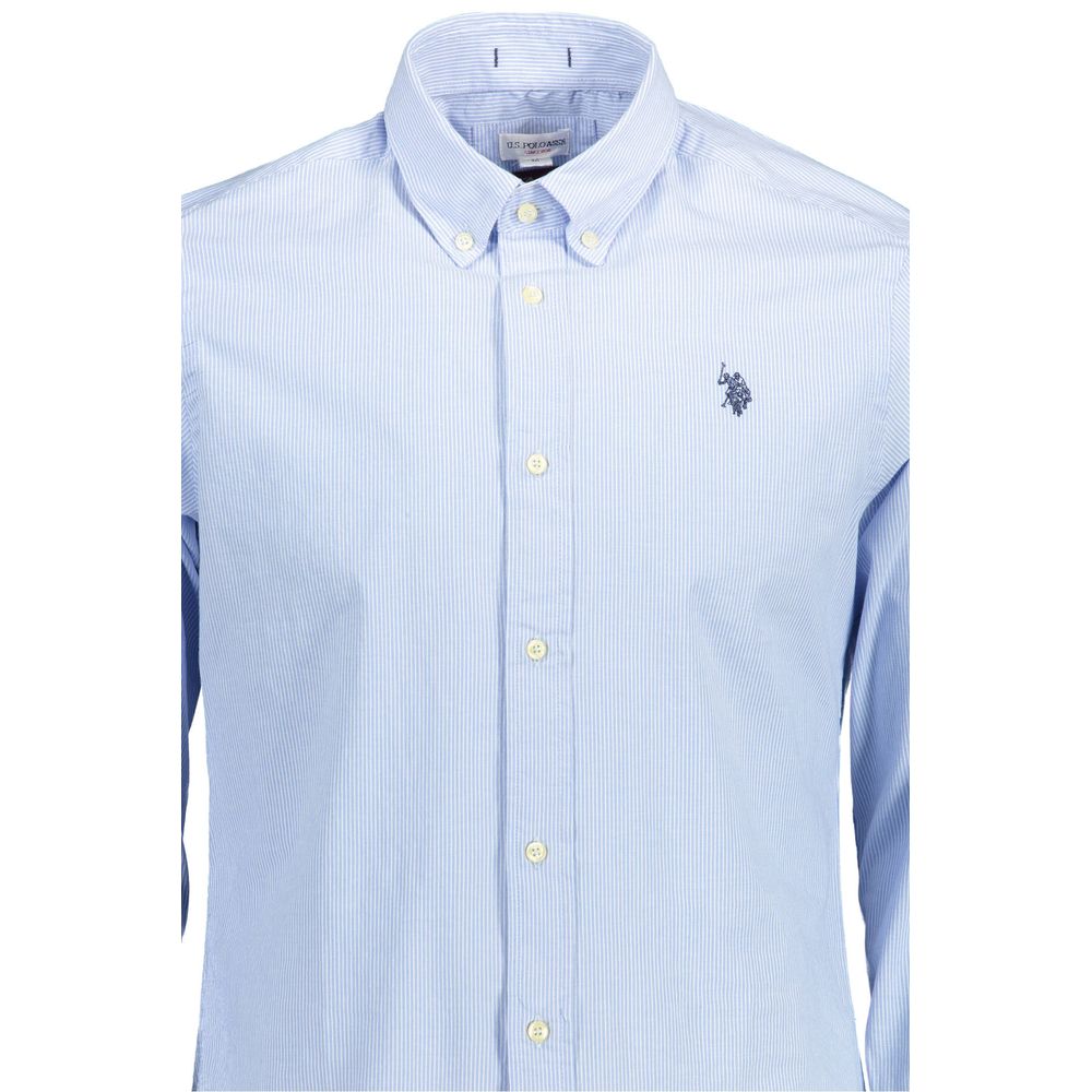 US POLO ASSN. Hellblaues Herrenhemd aus Baumwolle