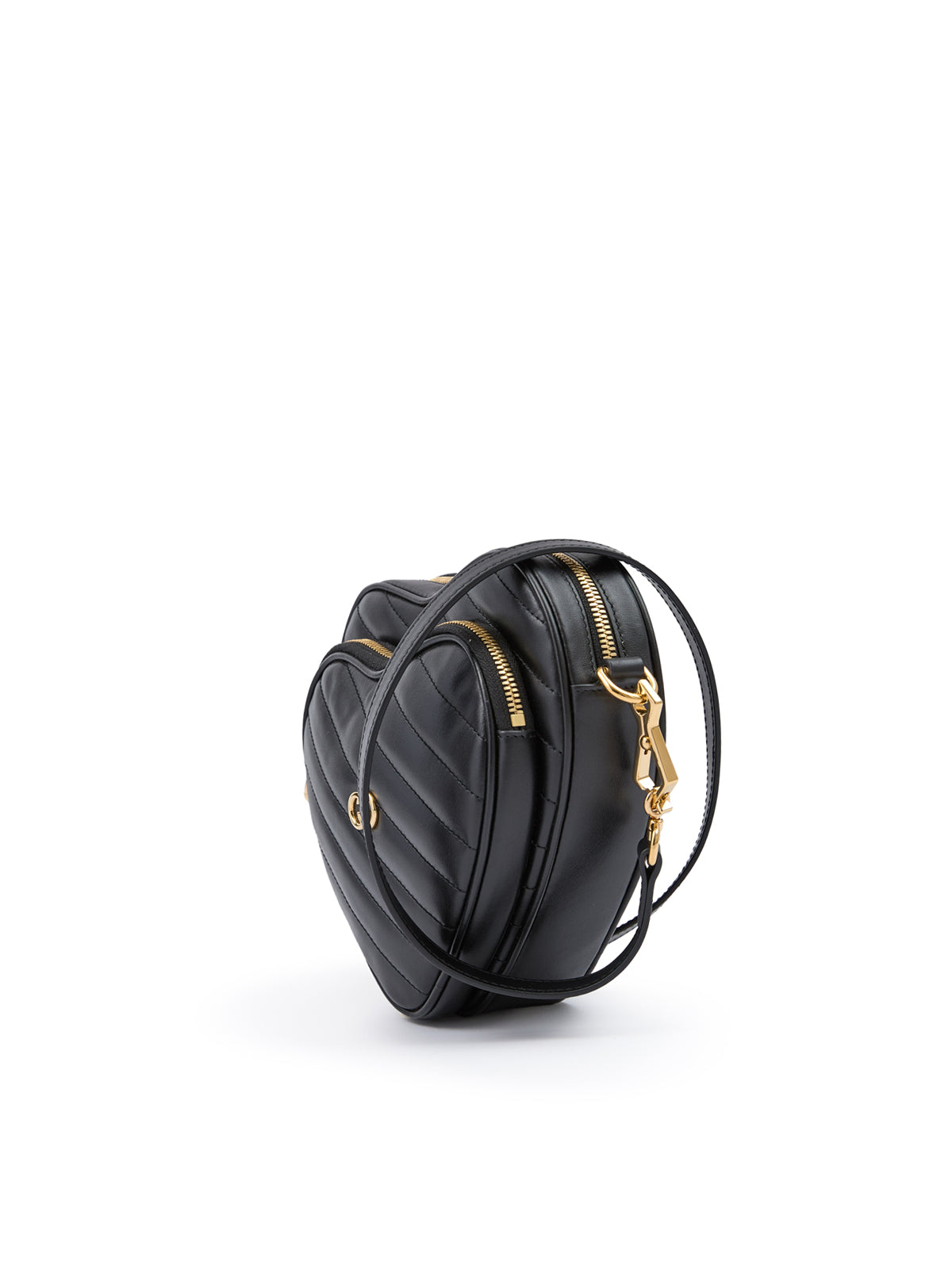 Geantă crossbody Gucci mini din piele neagră cu inimă