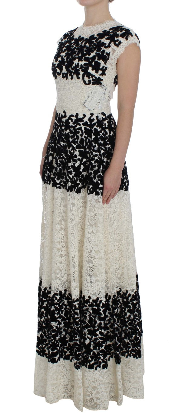 Dolce & Gabbana Elegantes Maxikleid mit Flügelärmeln und Blumenspitze