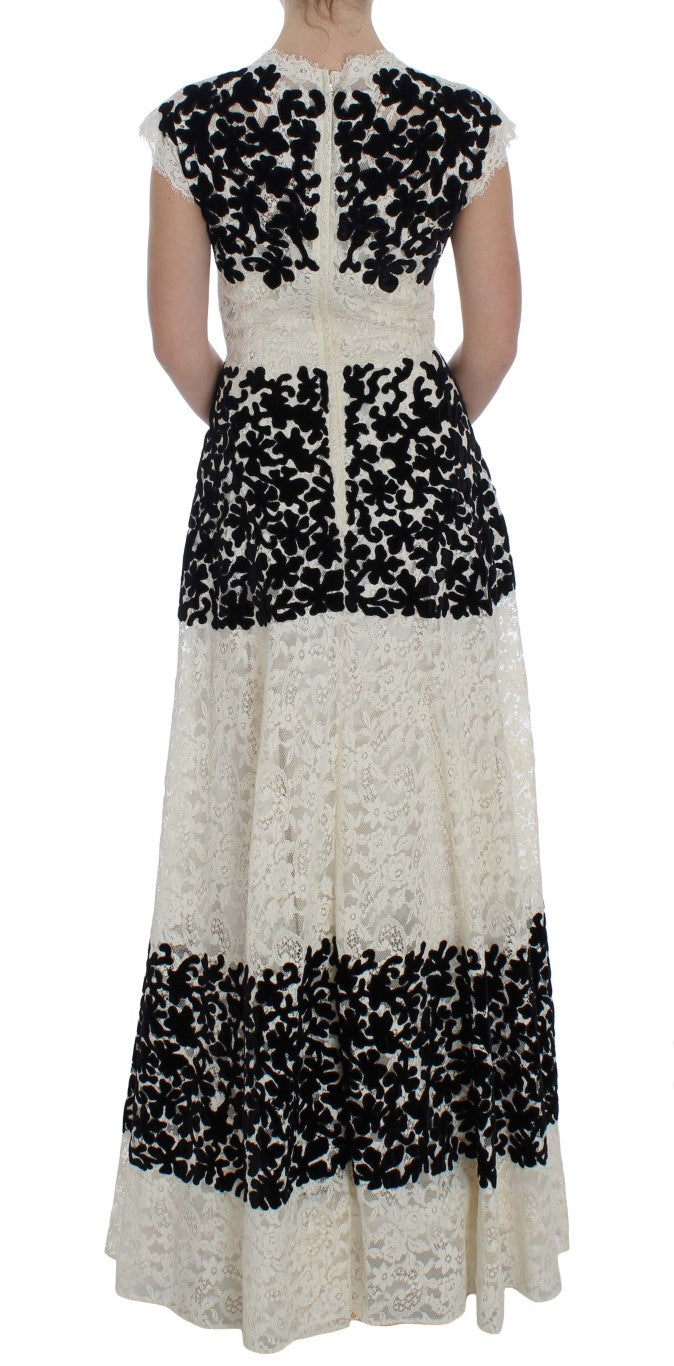 Dolce & Gabbana Elegantes Maxikleid mit Flügelärmeln und Blumenspitze