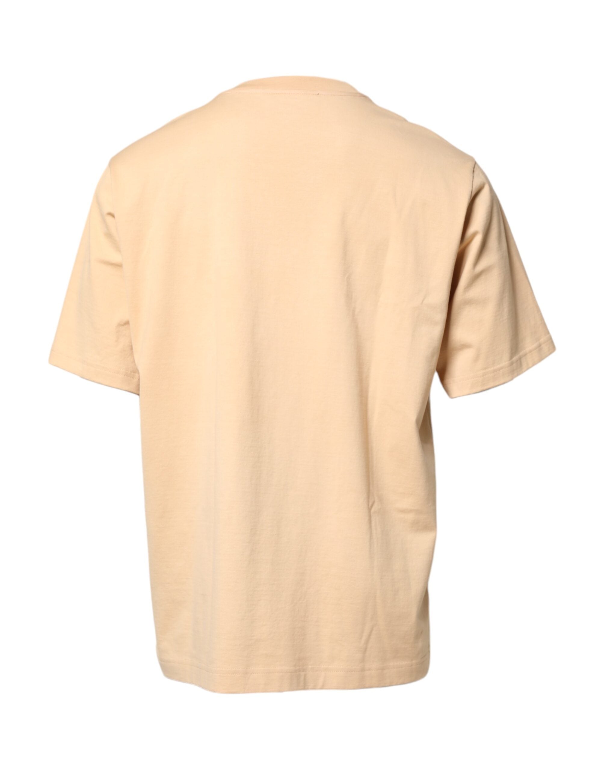 Tricou Dolce & Gabbana bej din bumbac cu imprimeu logo-ul gulerului rotund