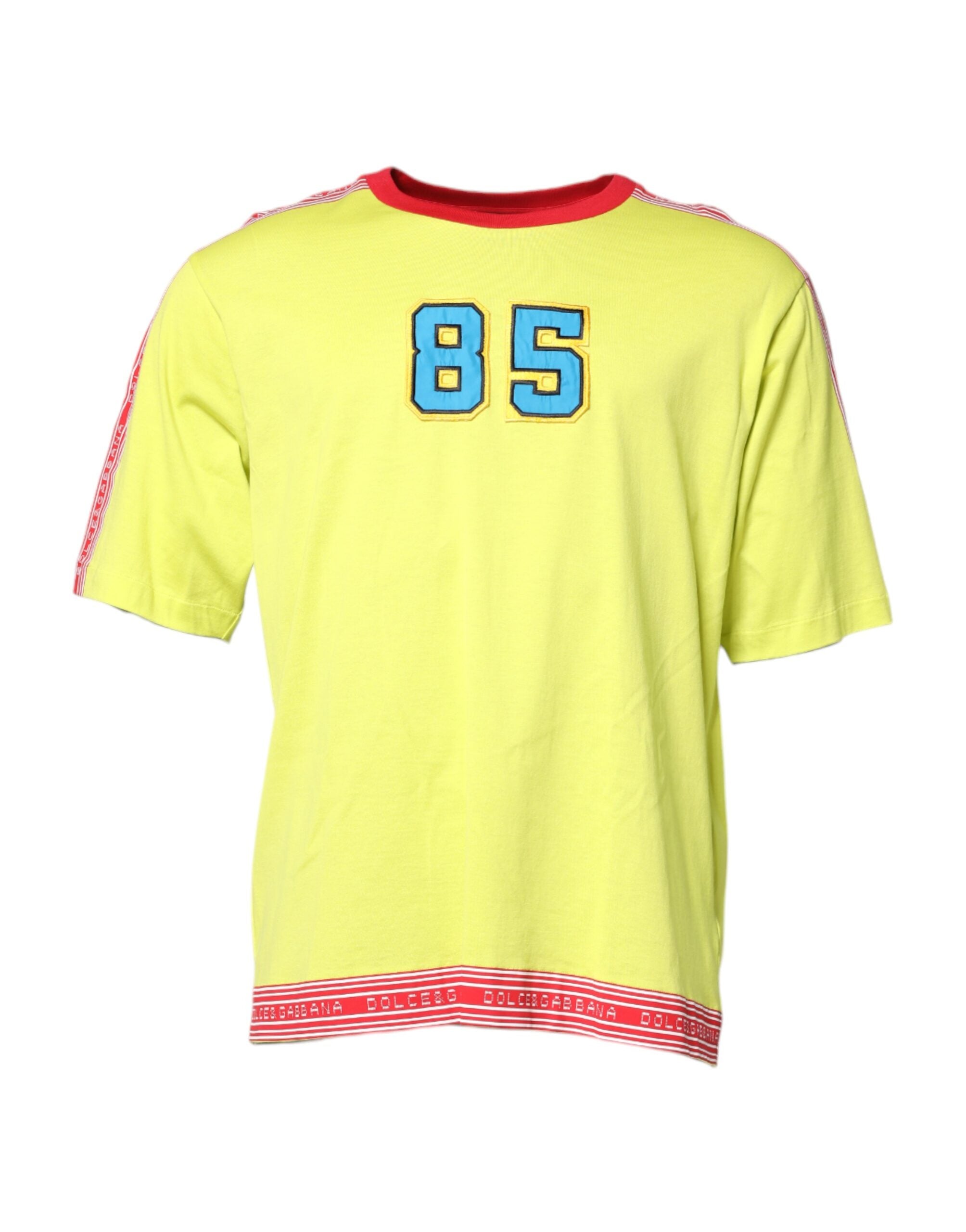 Dolce & Gabbana – Grünes T-Shirt mit Rundhalsausschnitt und 85-Patch aus Baumwolle
