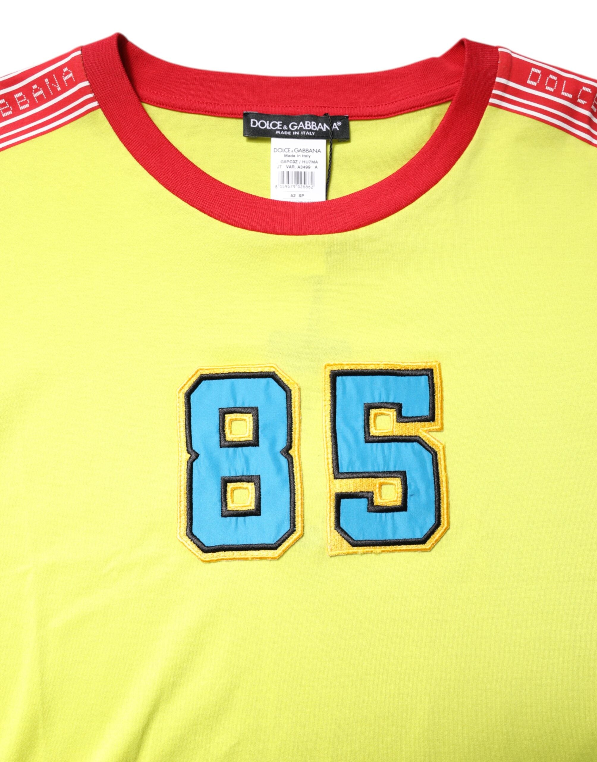 Dolce & Gabbana – Grünes T-Shirt mit Rundhalsausschnitt und 85-Patch aus Baumwolle