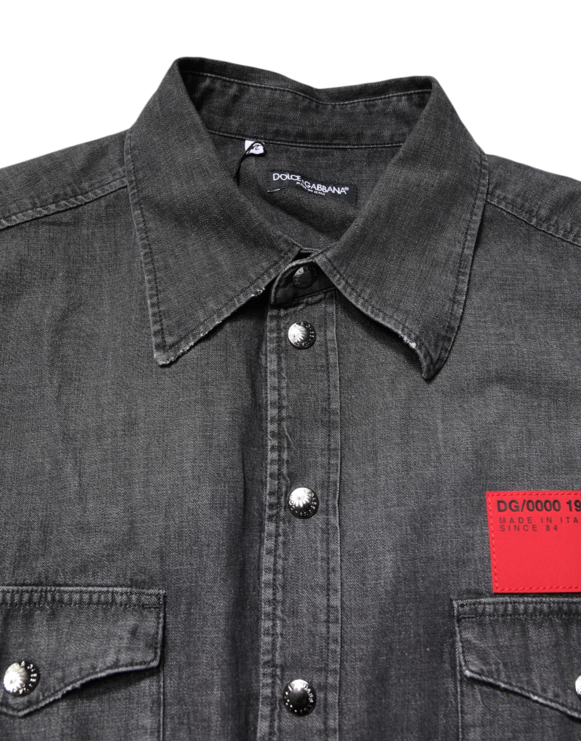Dolce & Gabbana – Graues Jeanshemd mit langen Ärmeln und Knopfleiste