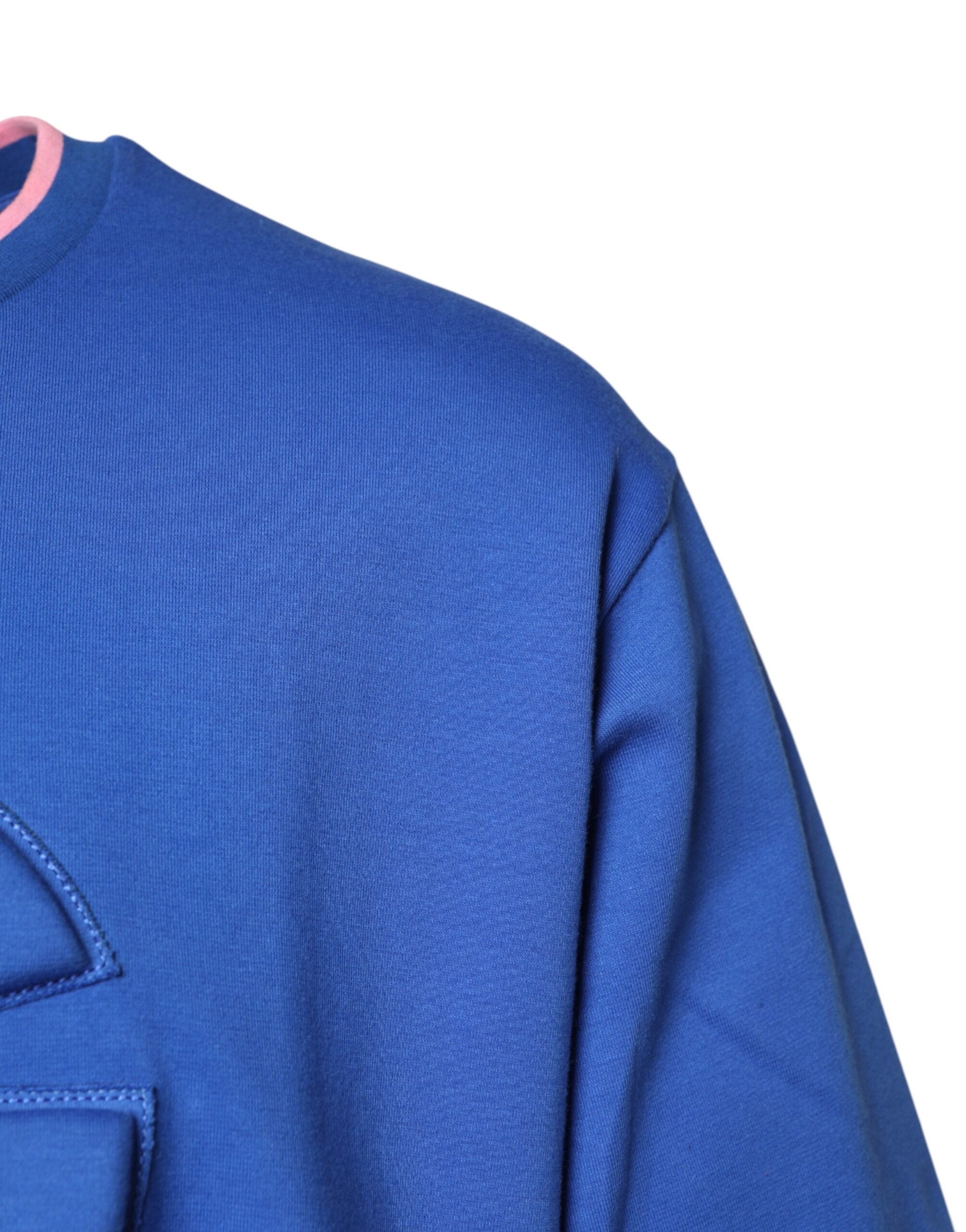 Dolce & Gabbana – Blaues Baumwoll-T-Shirt mit Rundhalsausschnitt und DG-Prägung