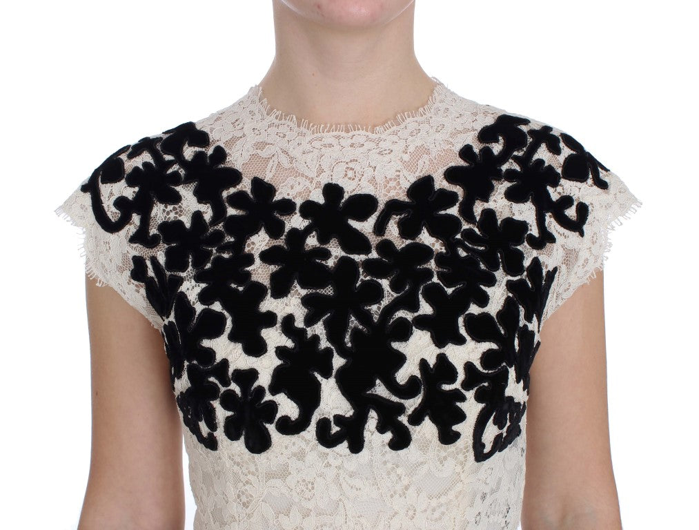 Dolce & Gabbana Elegantes Maxikleid mit Flügelärmeln und Blumenspitze