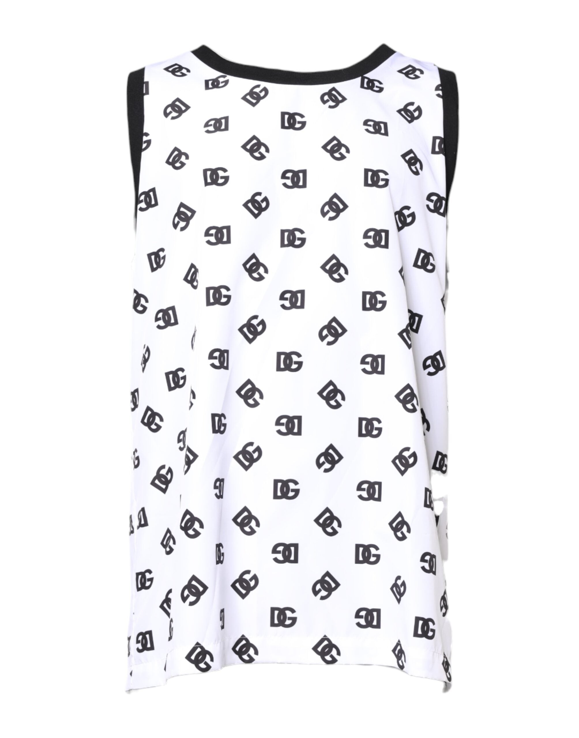 Dolce & Gabbana – Ärmelloses T-Shirt aus weißem Polyester mit DG-Logo