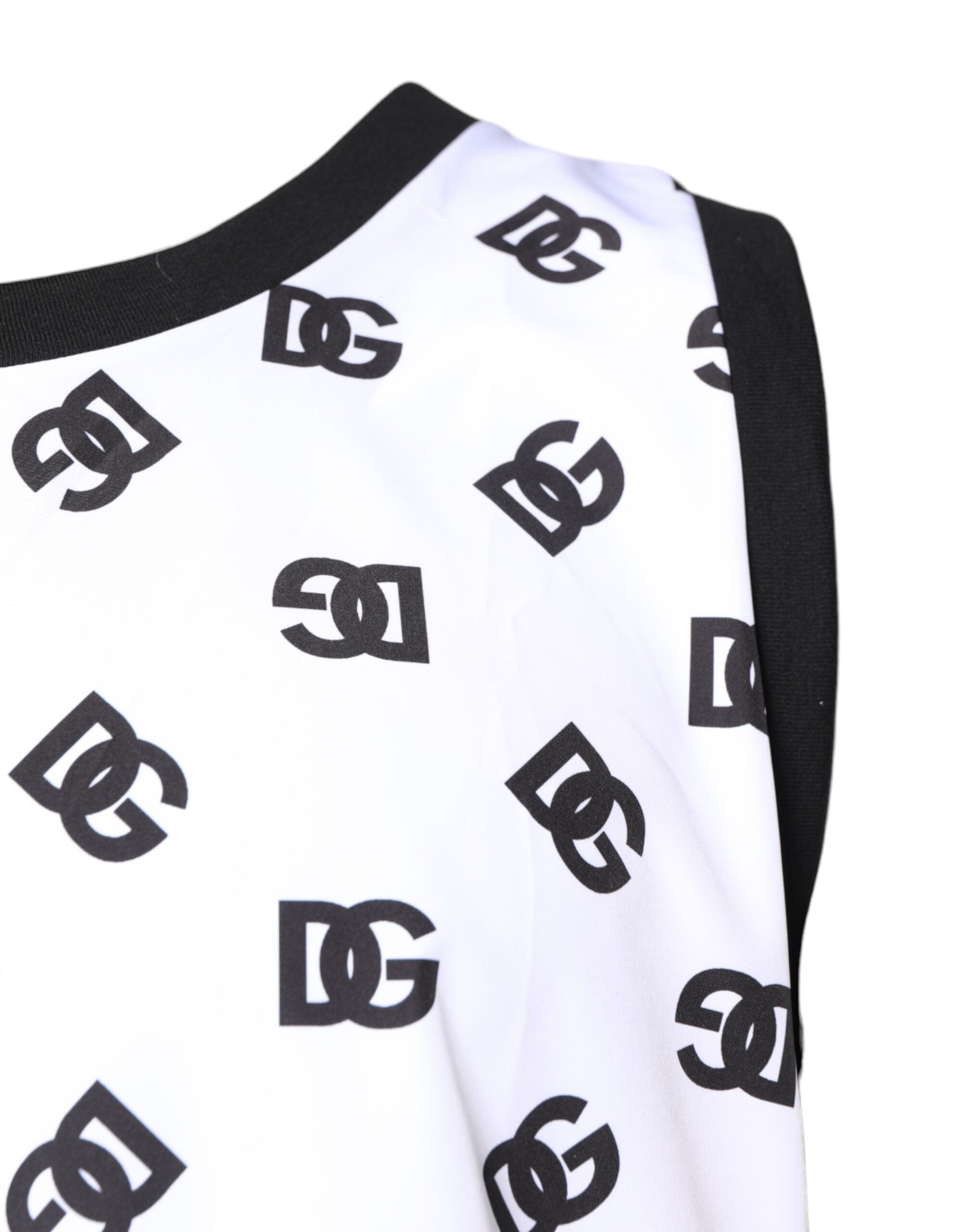 Dolce & Gabbana – Ärmelloses T-Shirt aus weißem Polyester mit DG-Logo
