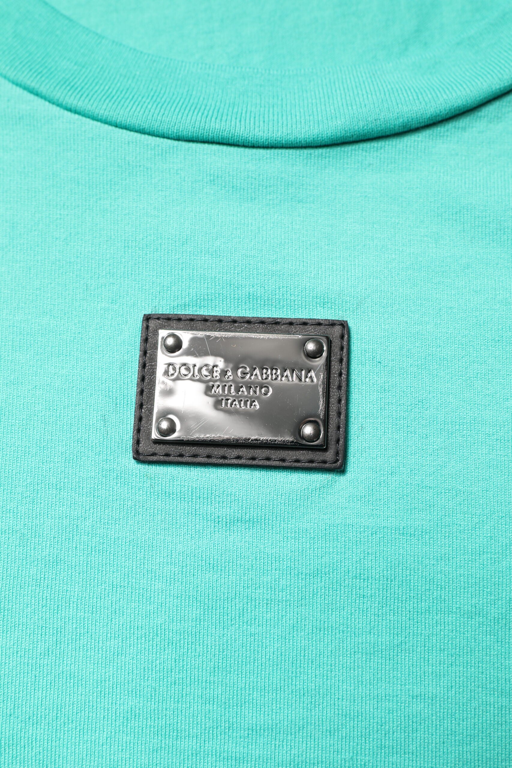 Dolce & Gabbana Grünes ärmelloses T-Shirt mit Rundhalsausschnitt und Logo