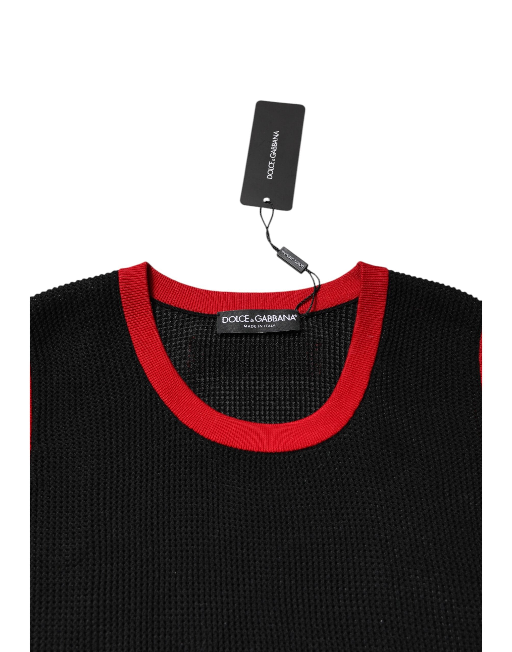Dolce & Gabbana – Schwarzes Slim Fit-T-Shirt aus Baumwolle mit Rundhalsausschnitt