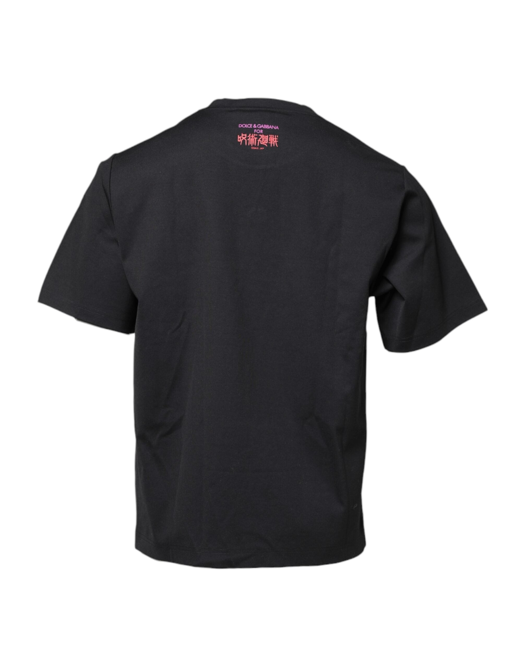 Dolce & Gabbana – Schwarzes T-Shirt mit Rundhalsausschnitt und grafischem Print aus Baumwolle