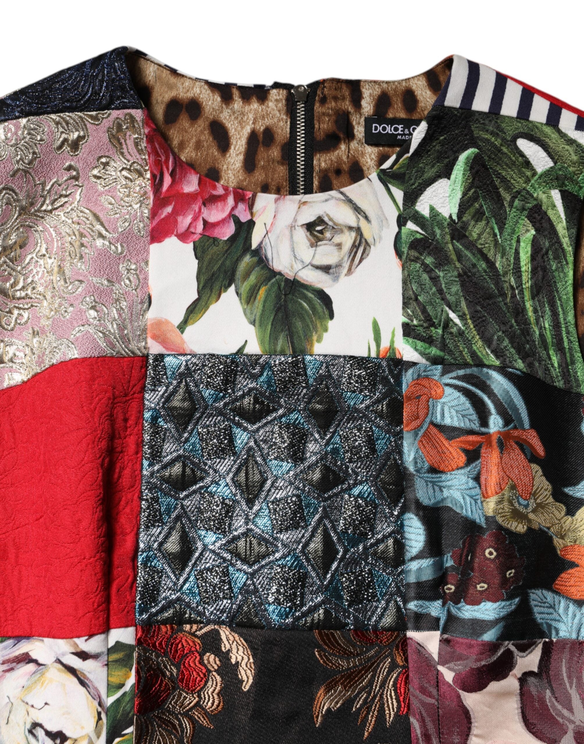 Dolce & Gabbana Mehrfarbiges ärmelloses Patchwork-Etuikleid