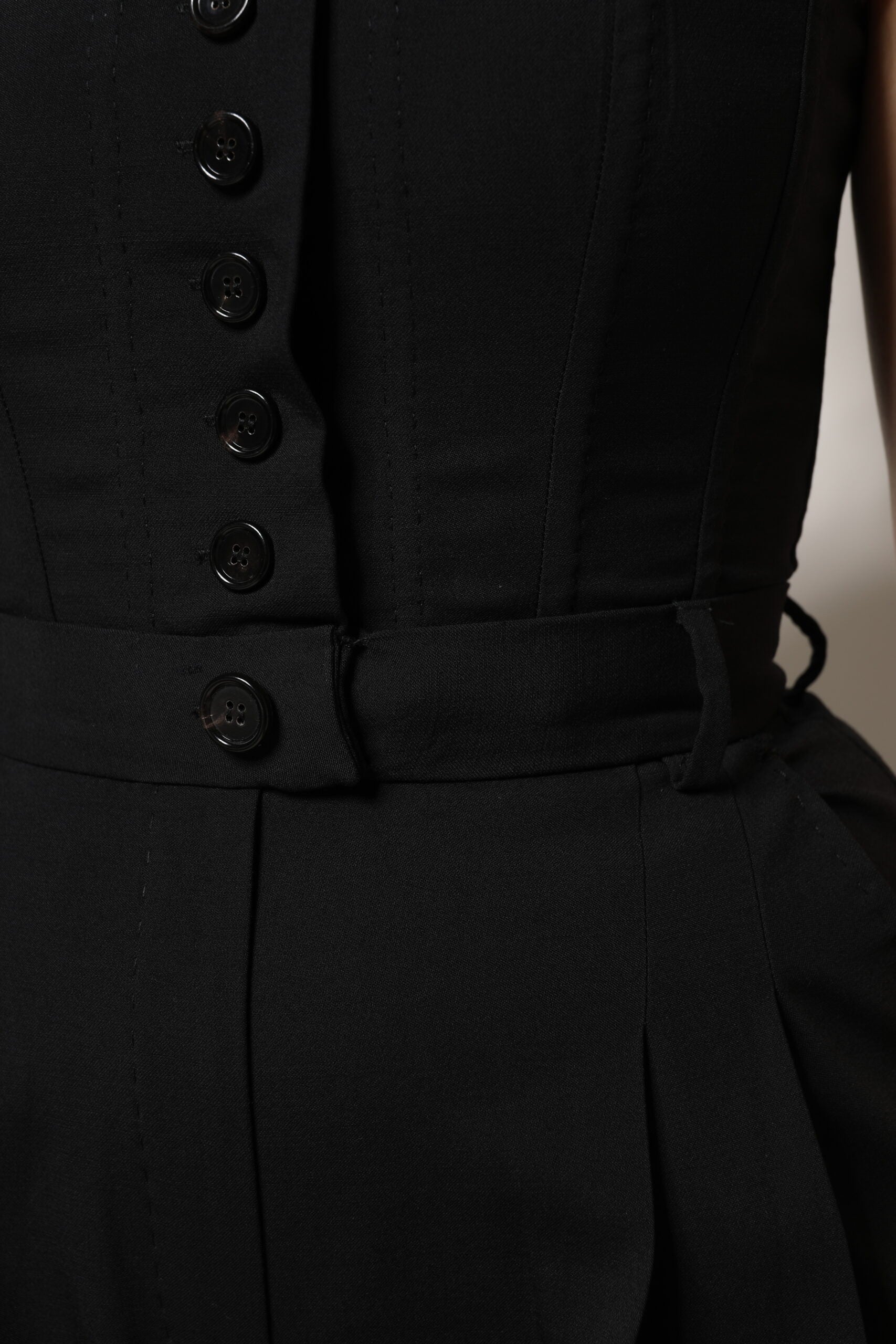 Dolce & Gabbana – Trägerloses Jumpsuit-Kleid aus schwarzer Wolle