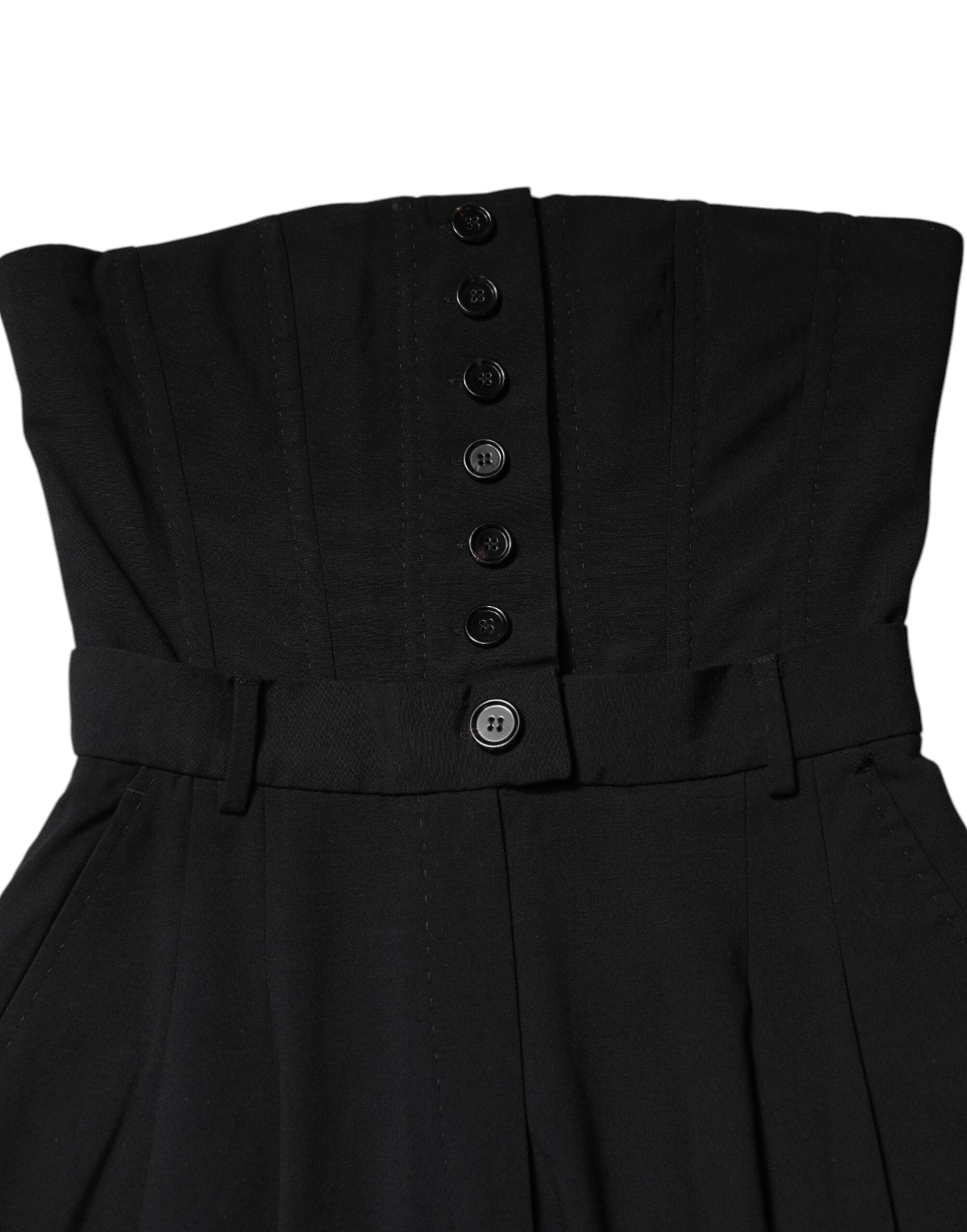Dolce & Gabbana – Trägerloses Jumpsuit-Kleid aus schwarzer Wolle