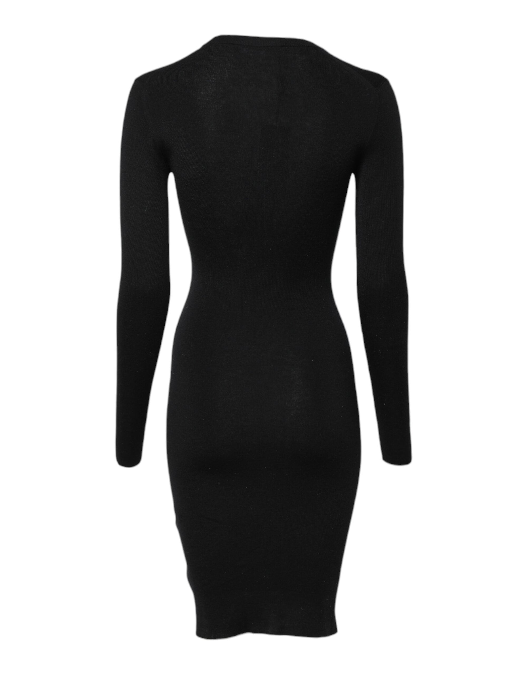 Rochie Dolce & Gabbana neagră cu mâneci lungi, model bodycon, model teacă