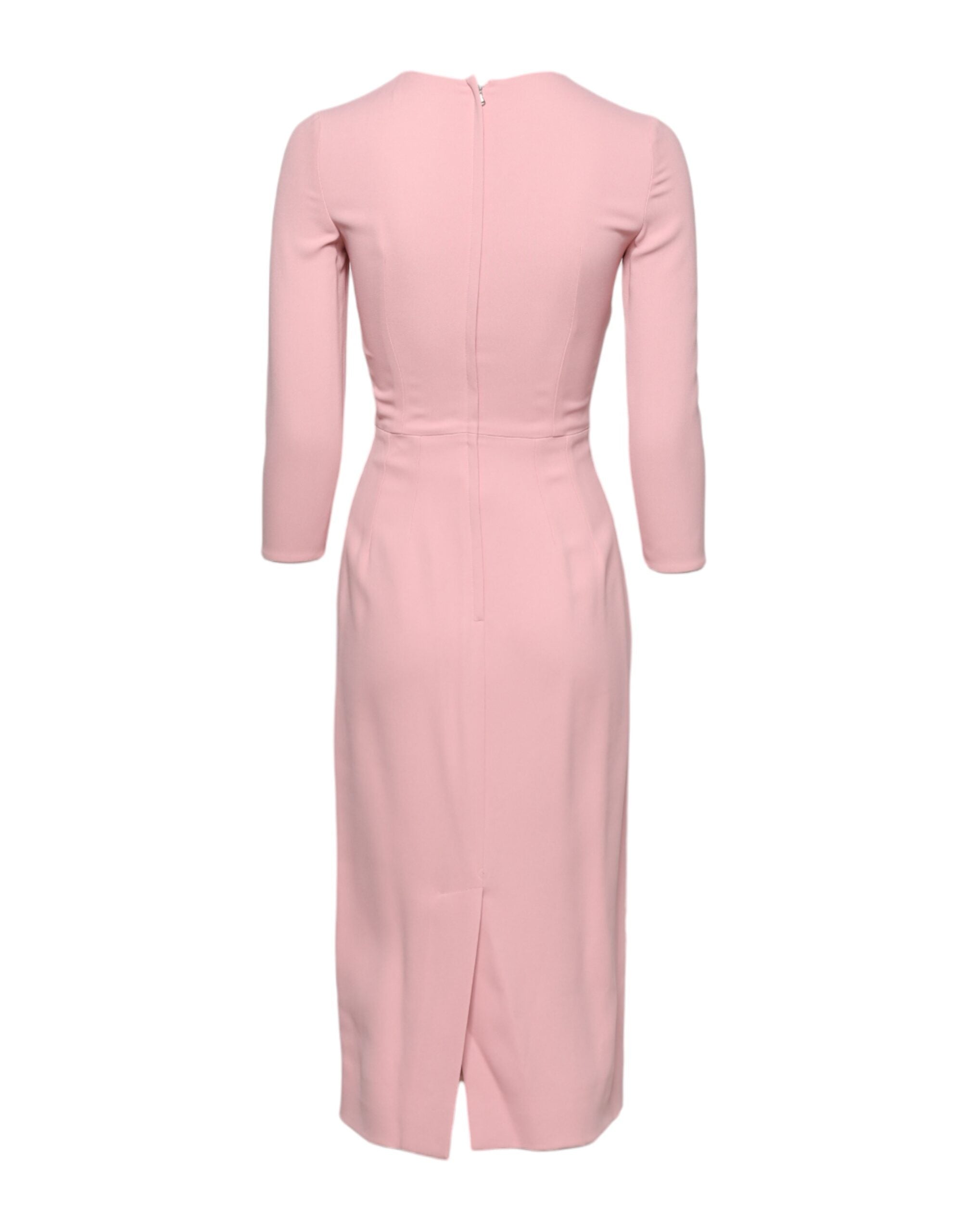 Rochie midi tip teacă cu mâneci 3/4 din viscoză roz Dolce & Gabbana