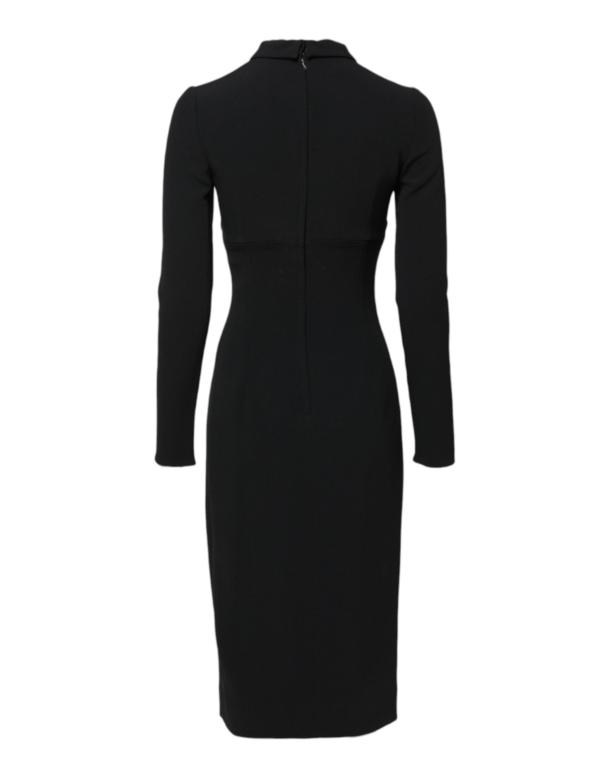 Rochie midi Dolce & Gabbana neagră cu mâneci lungi, mulată, tip teacă