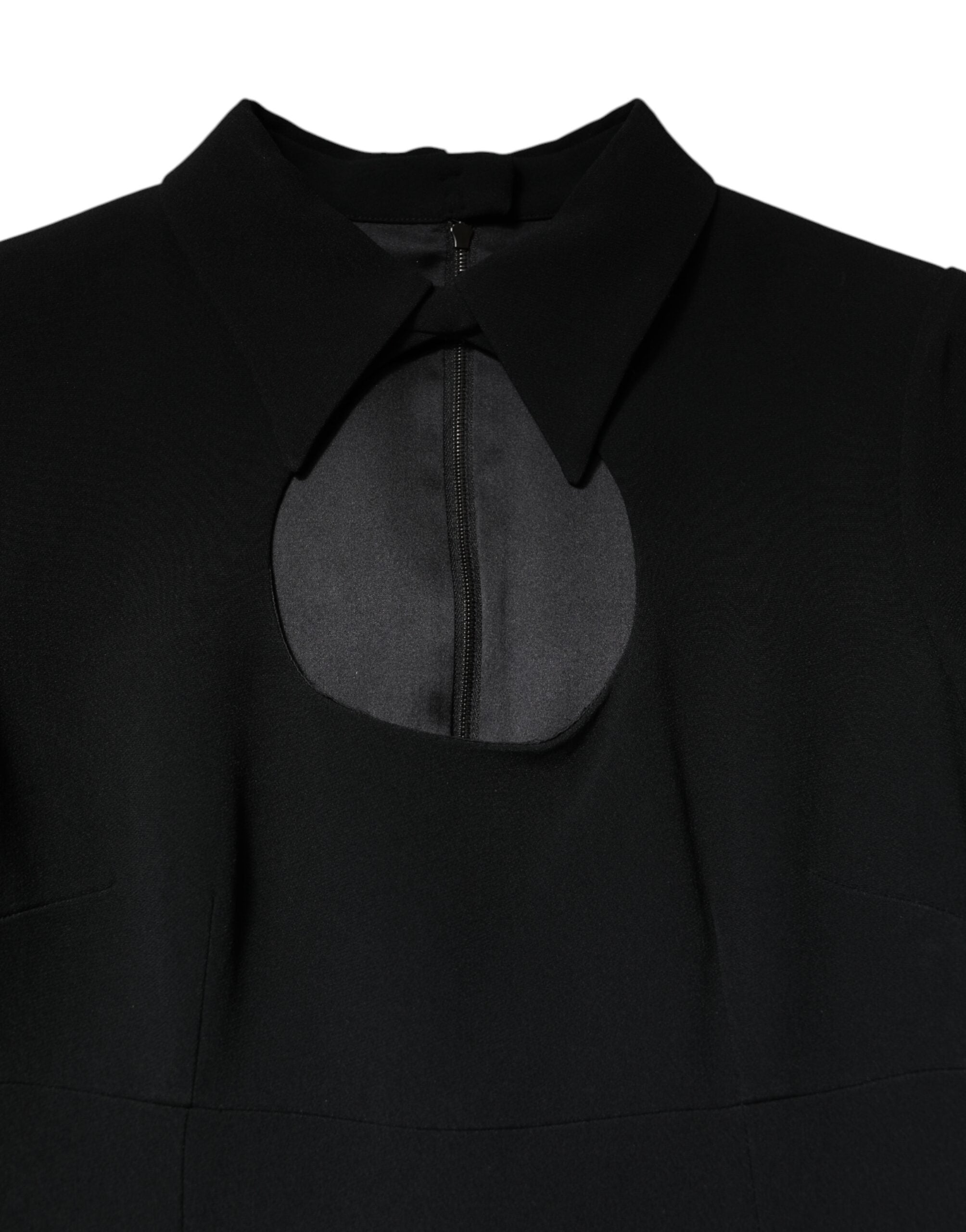 Rochie midi Dolce & Gabbana neagră cu mâneci lungi, mulată, tip teacă